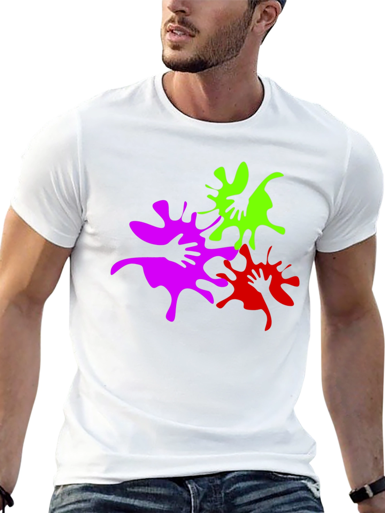 Abstract Handprint Graphic Tee - Modern Black T-Shirt