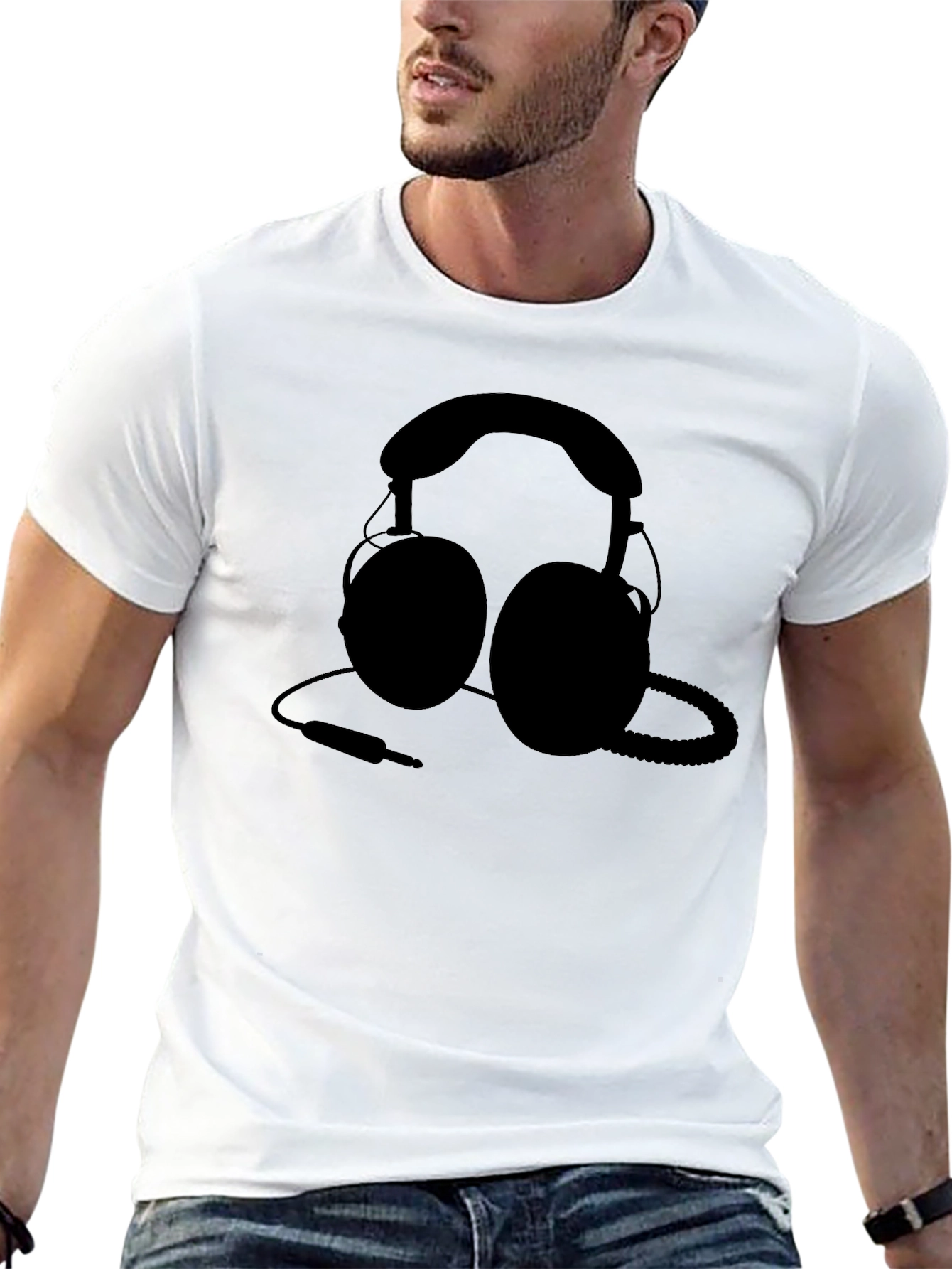 Headphone Graphic T-Shirt - Black - Music Lover Tee
