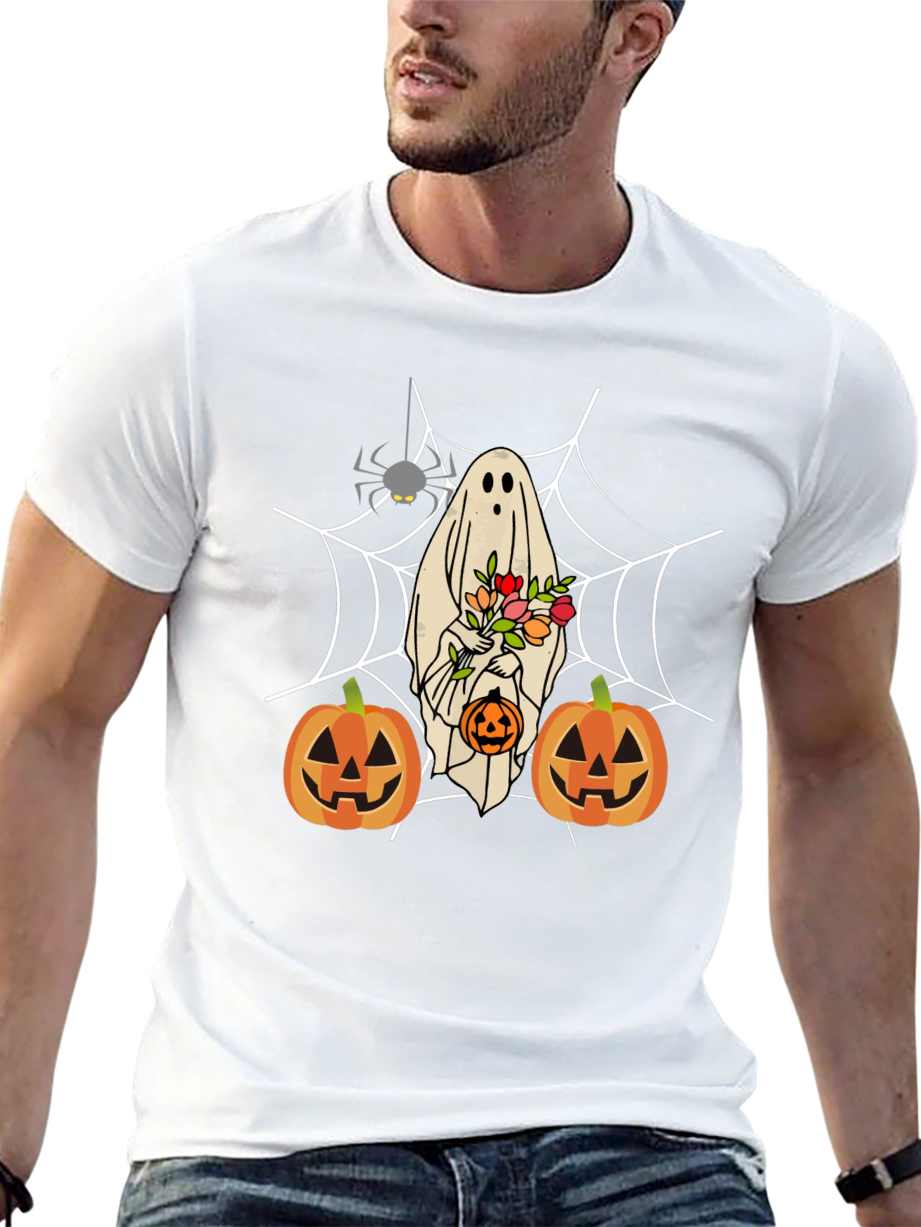 Halloween Ghost & Pumpkin Graphic Tee