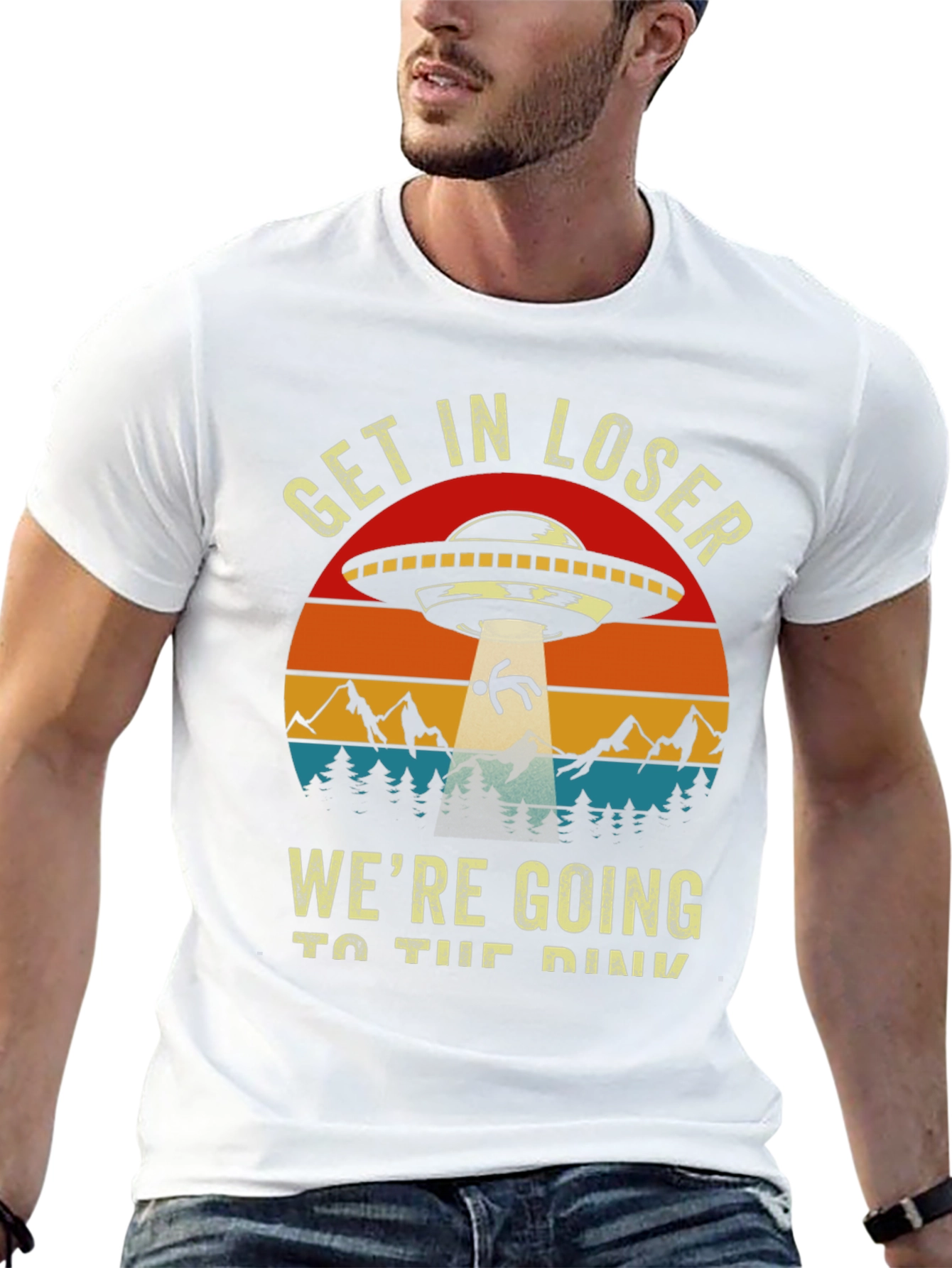 Get In Loser Tee: Retro UFO Abduction T-Shirt