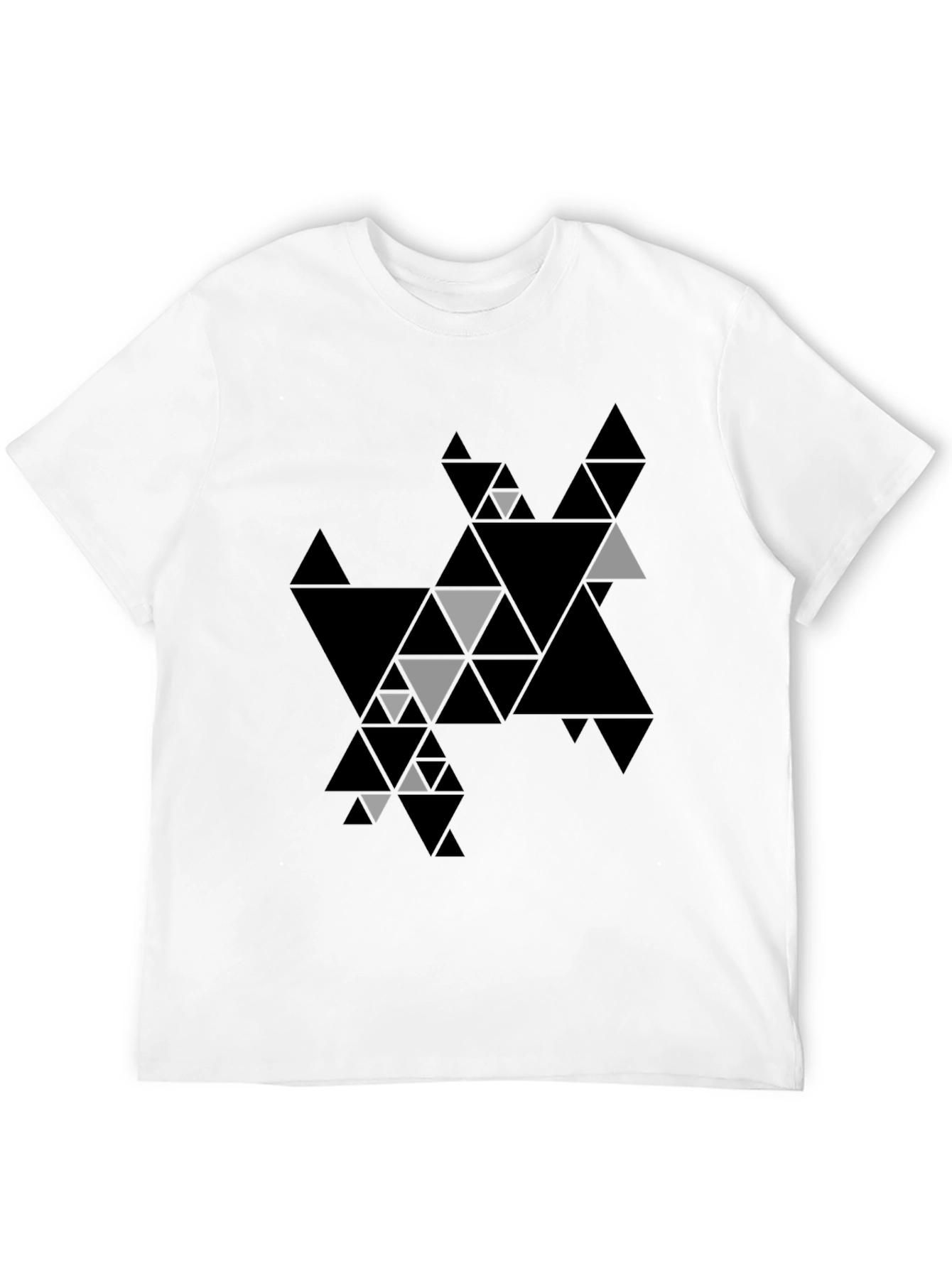 Geometric Triangle Print Black T-Shirt