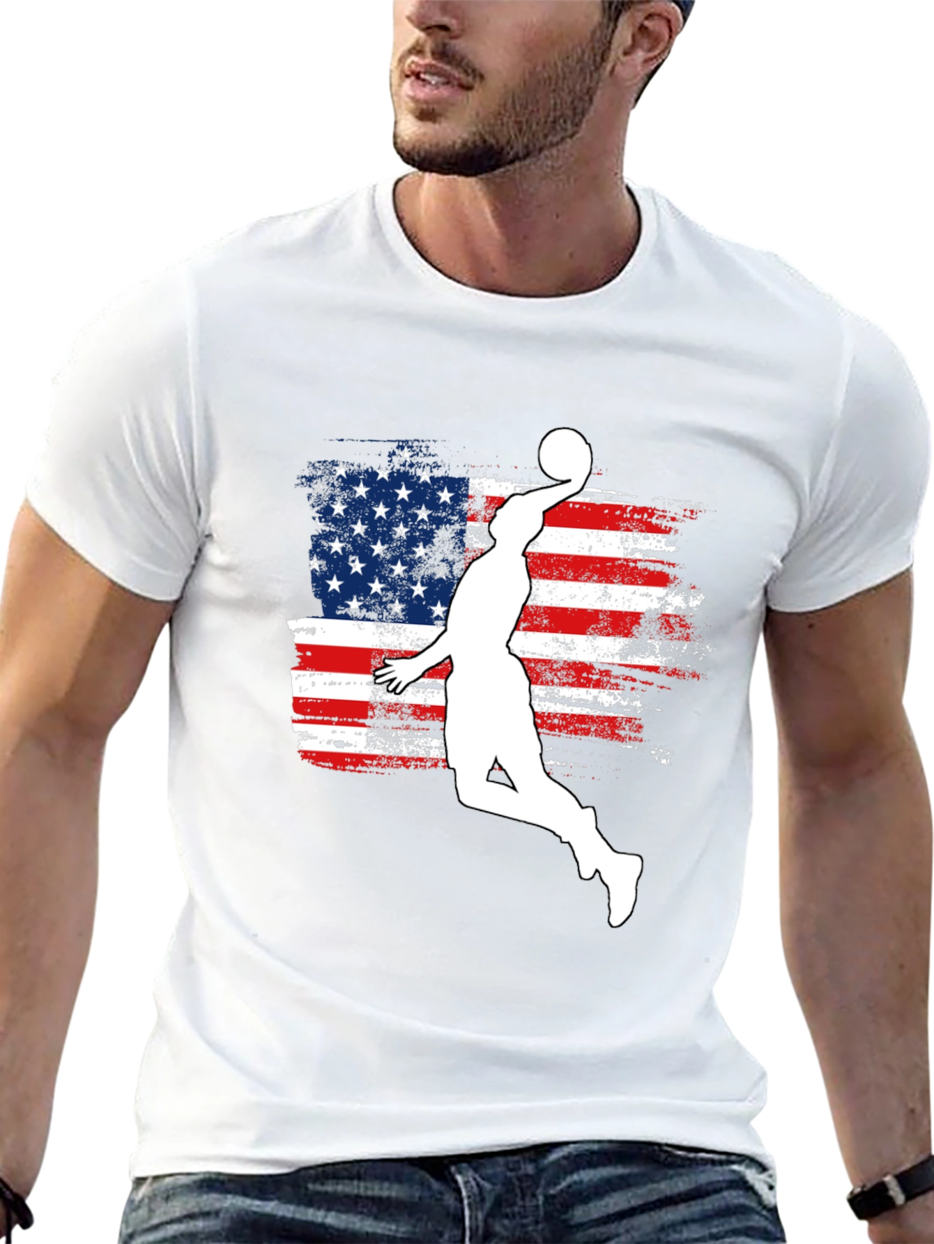 American Flag Basketball Graphic T-Shirt