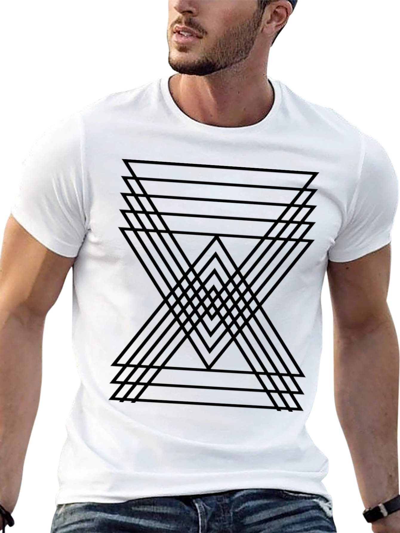 Geometric Triangle Black T-Shirt