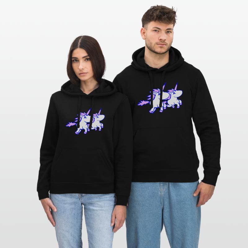 2 unicorns team riding fast gallop crew friends