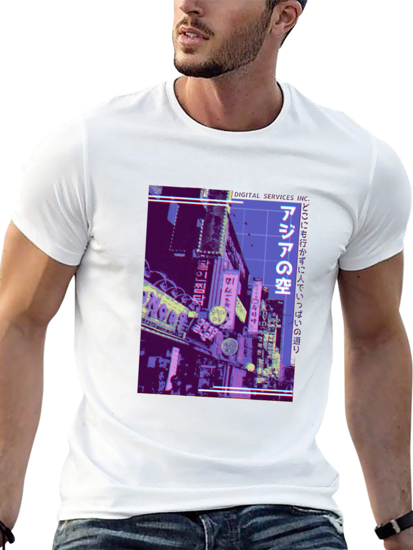 Asia Street Scene T-Shirt - Cyberpunk Style