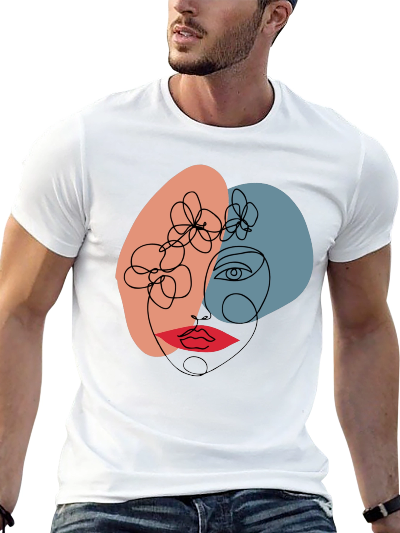 Abstract Face Line Art Graphic Tee