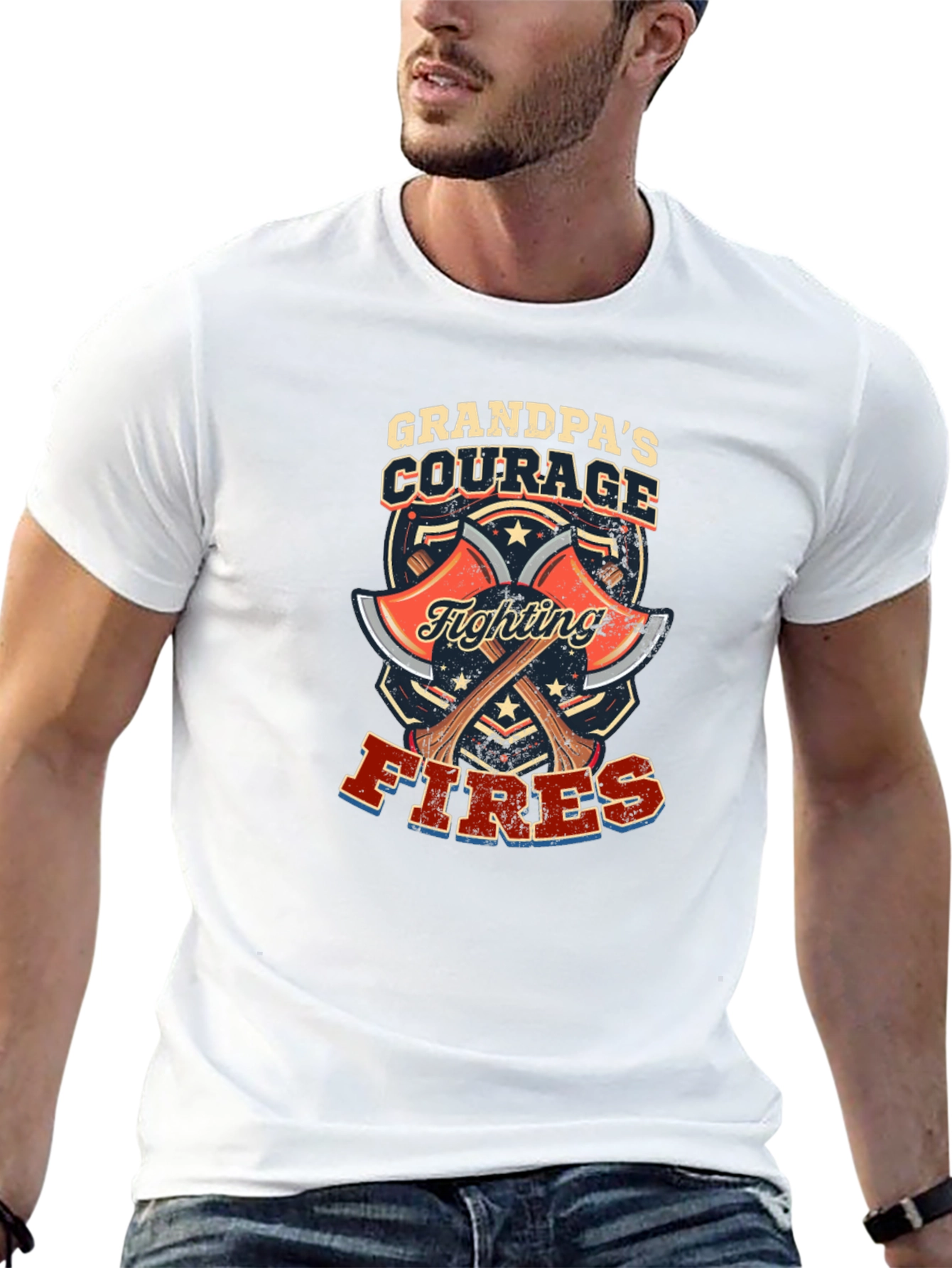 Grandpas Courage Firefighter Graphic T-Shirt