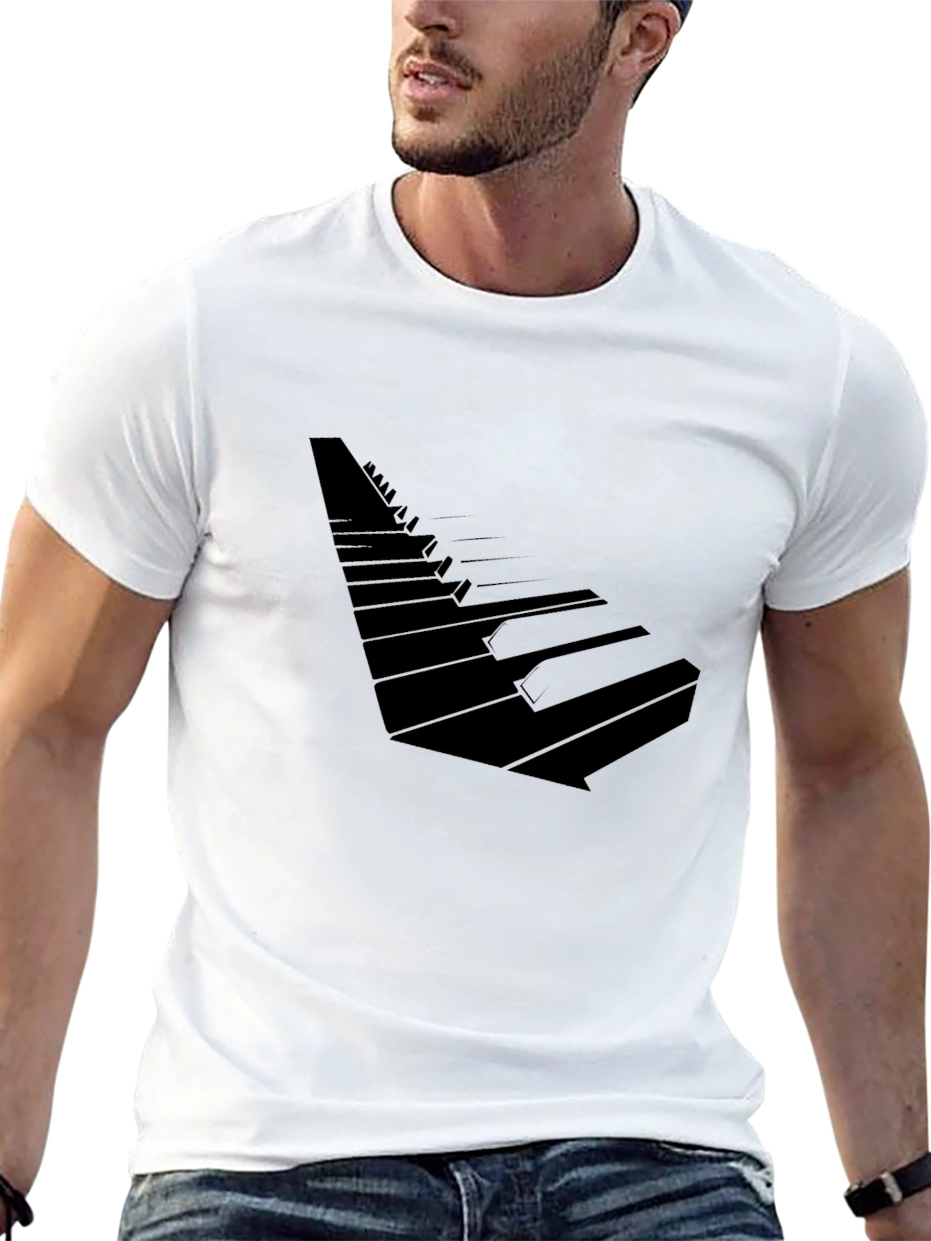 Abstract Piano Keys Black T-Shirt