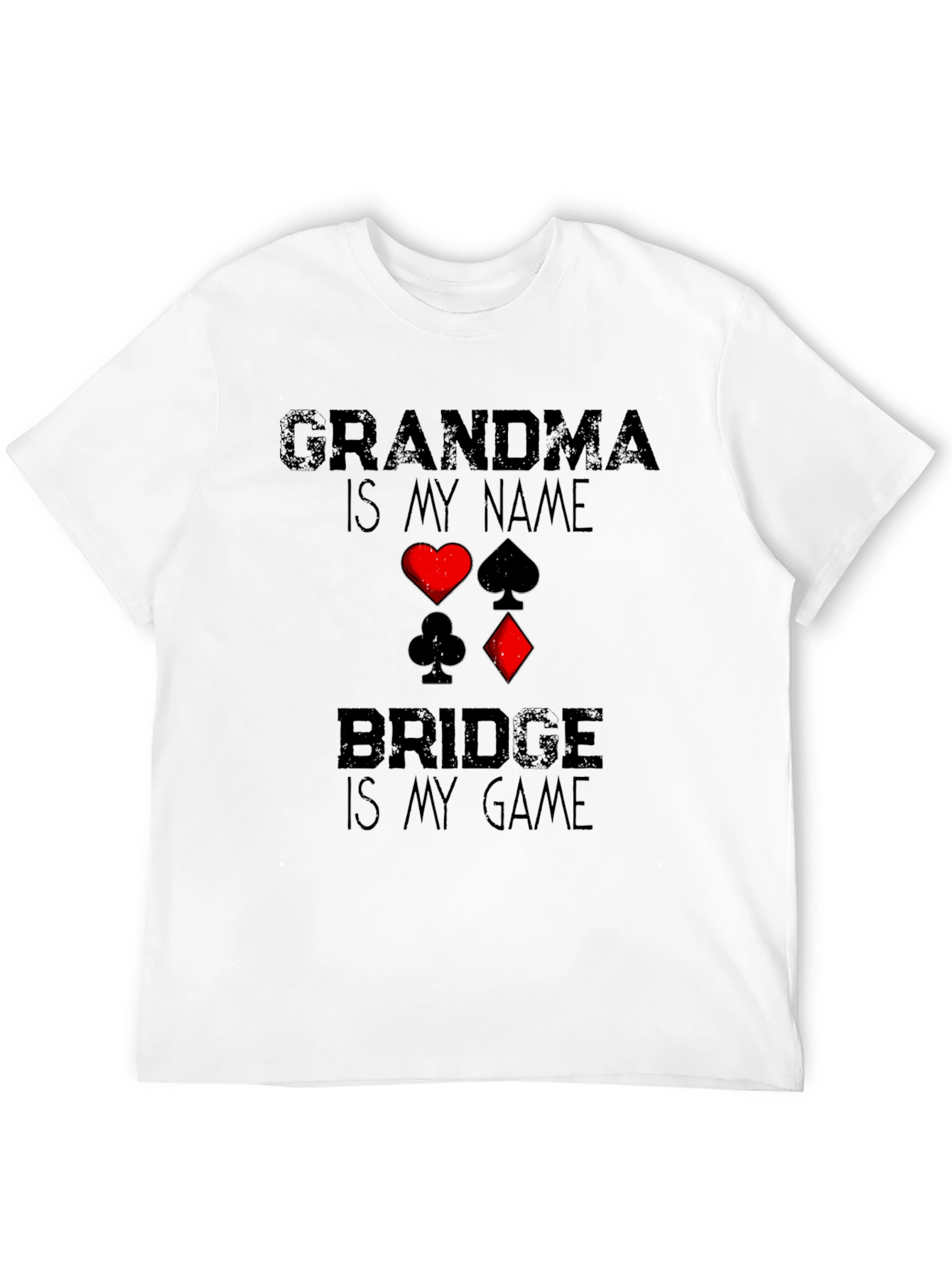 Grandma Bridge Game T-Shirt: Playing Card Suits Graphic Tee