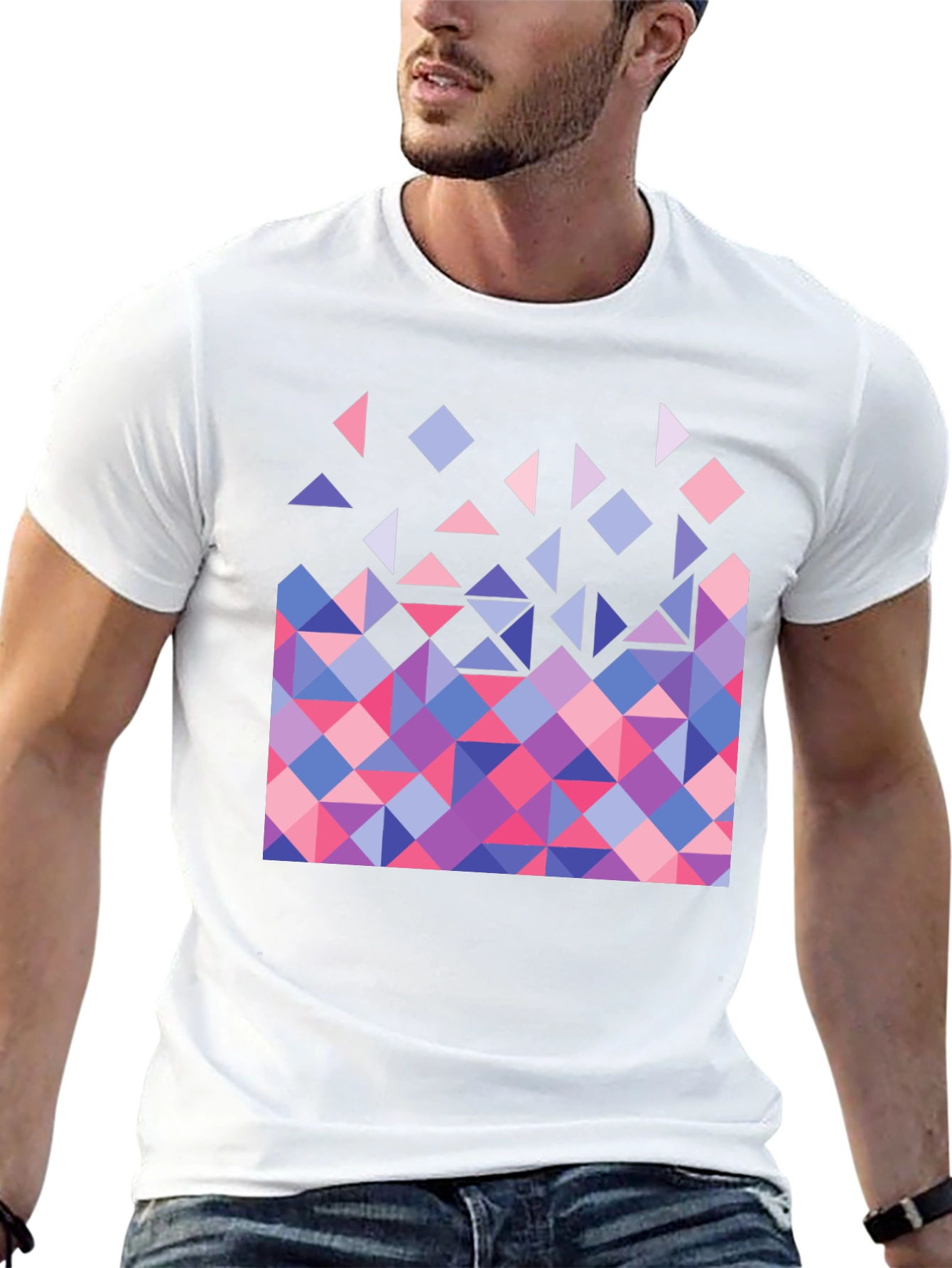 Geometric Triangle Pattern Graphic Tee