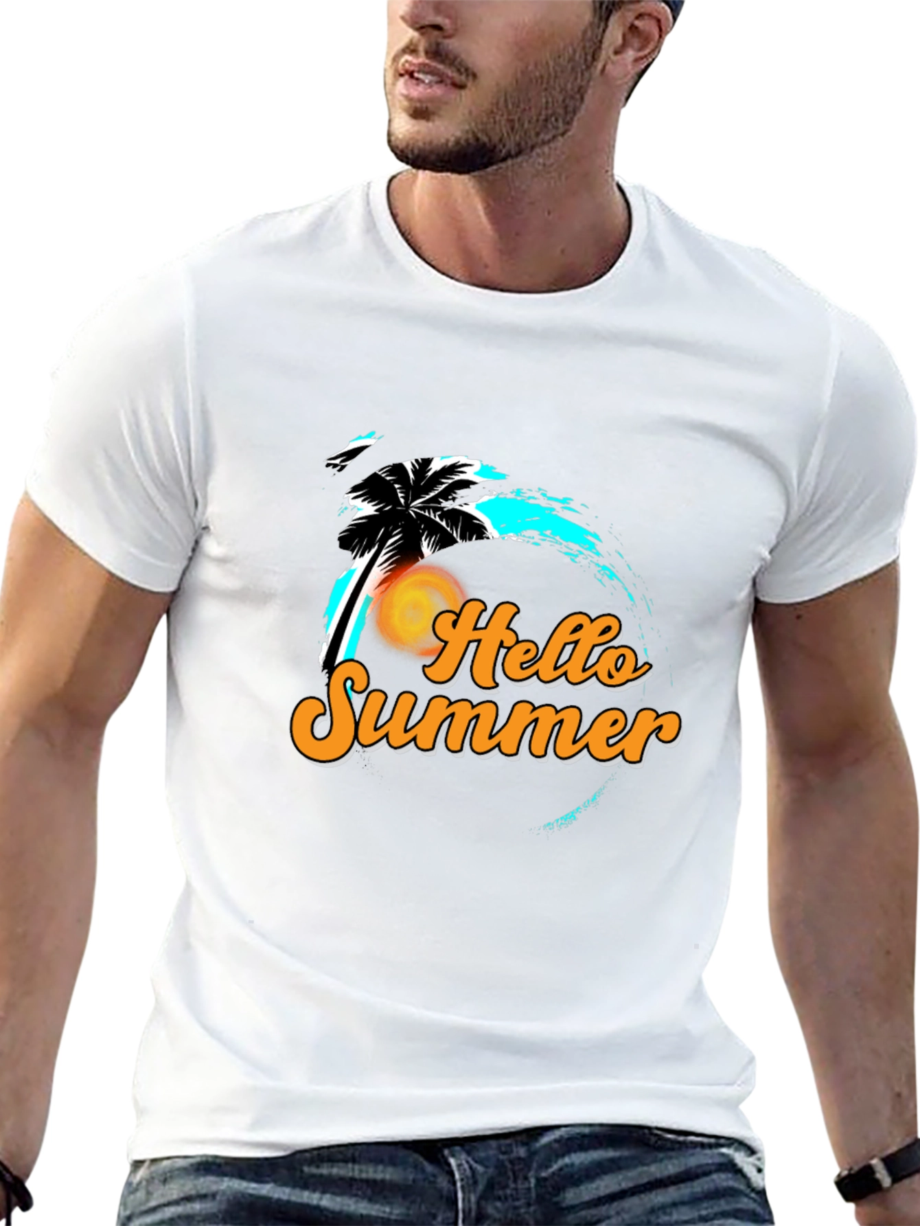 Hello Summer Black Graphic T-Shirt