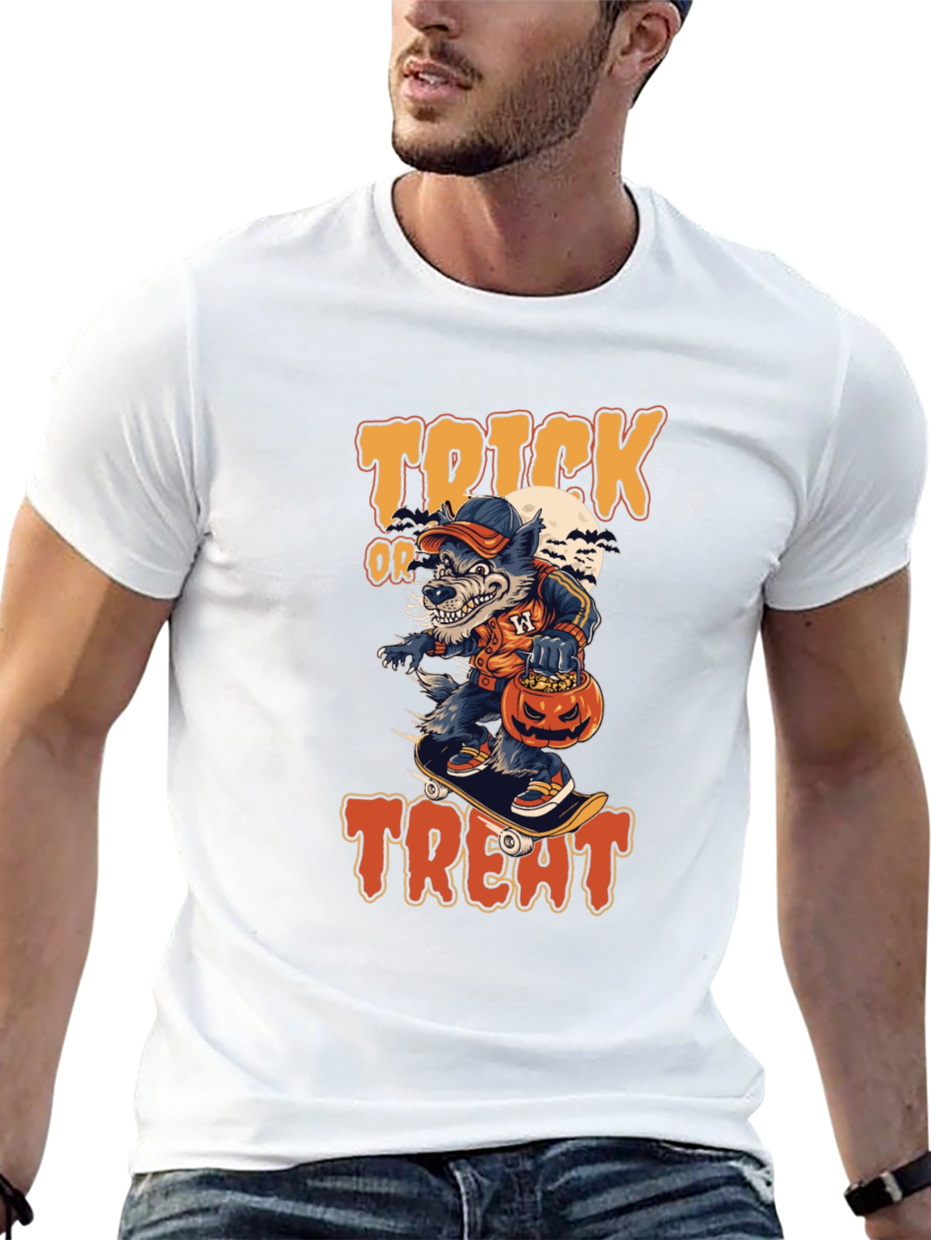 Halloween Wolf Skateboarder T-Shirt
