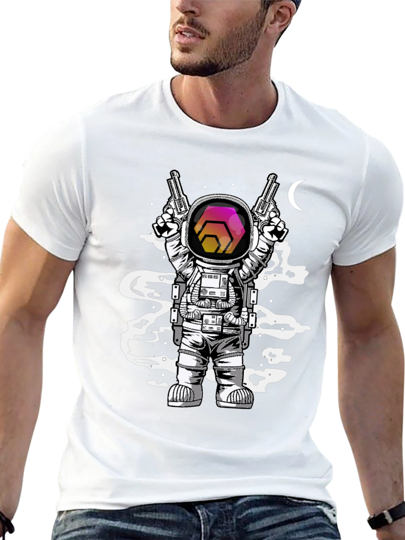 Astronaut HEX Crypto T-Shirt - Space Gun Design