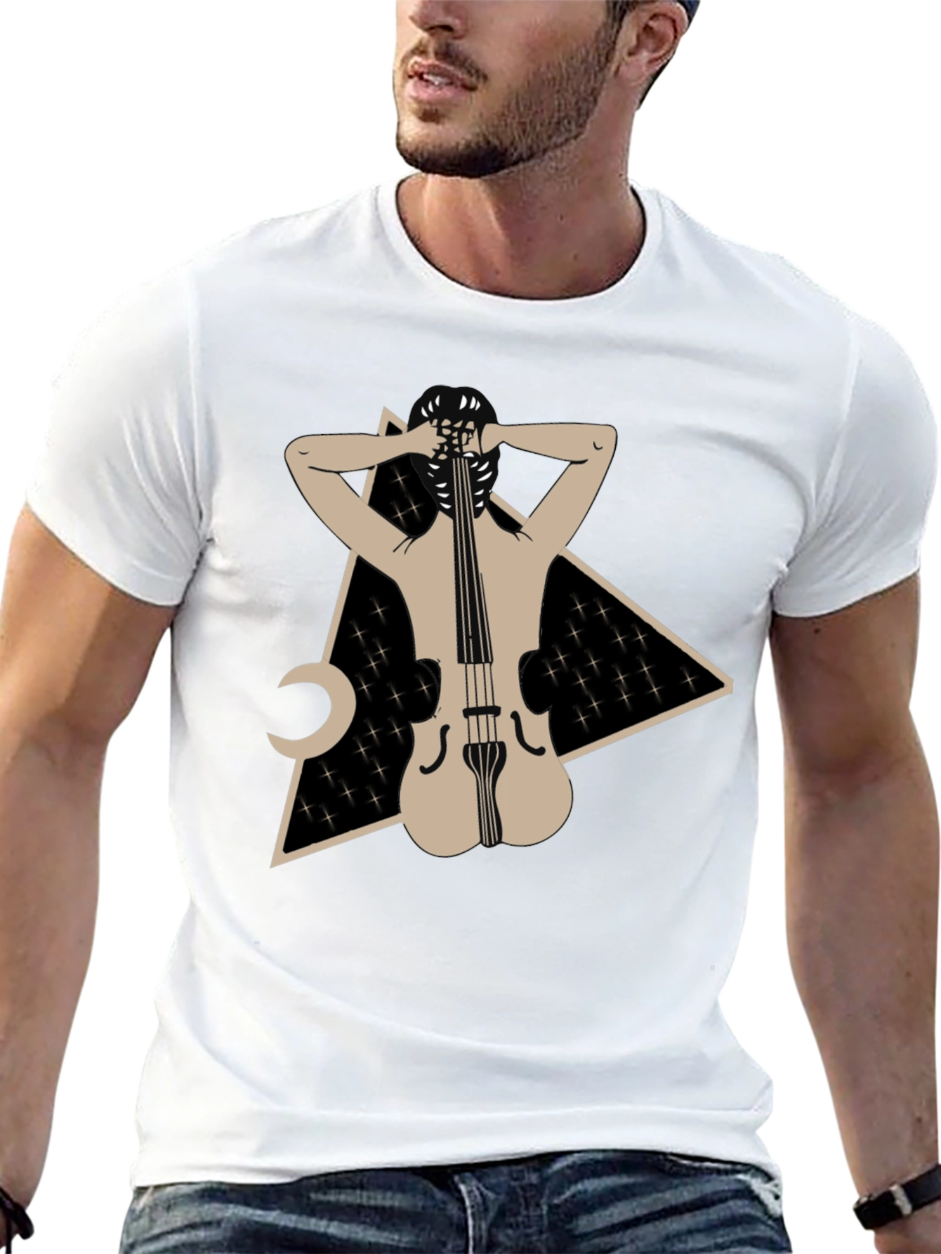 Abstract Cello Graphic Tee - Unique Design