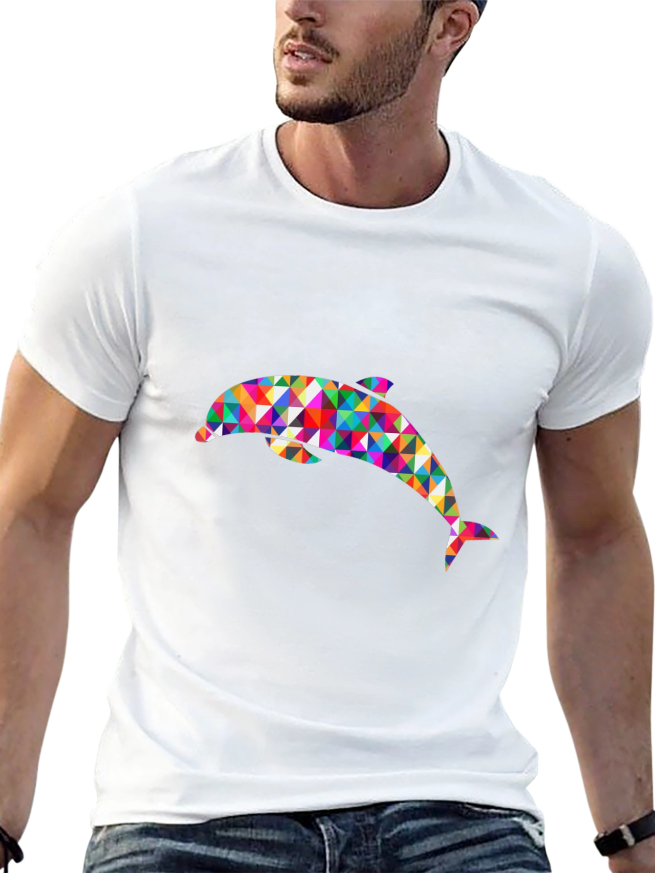 Geometric Dolphin T-Shirt - Black