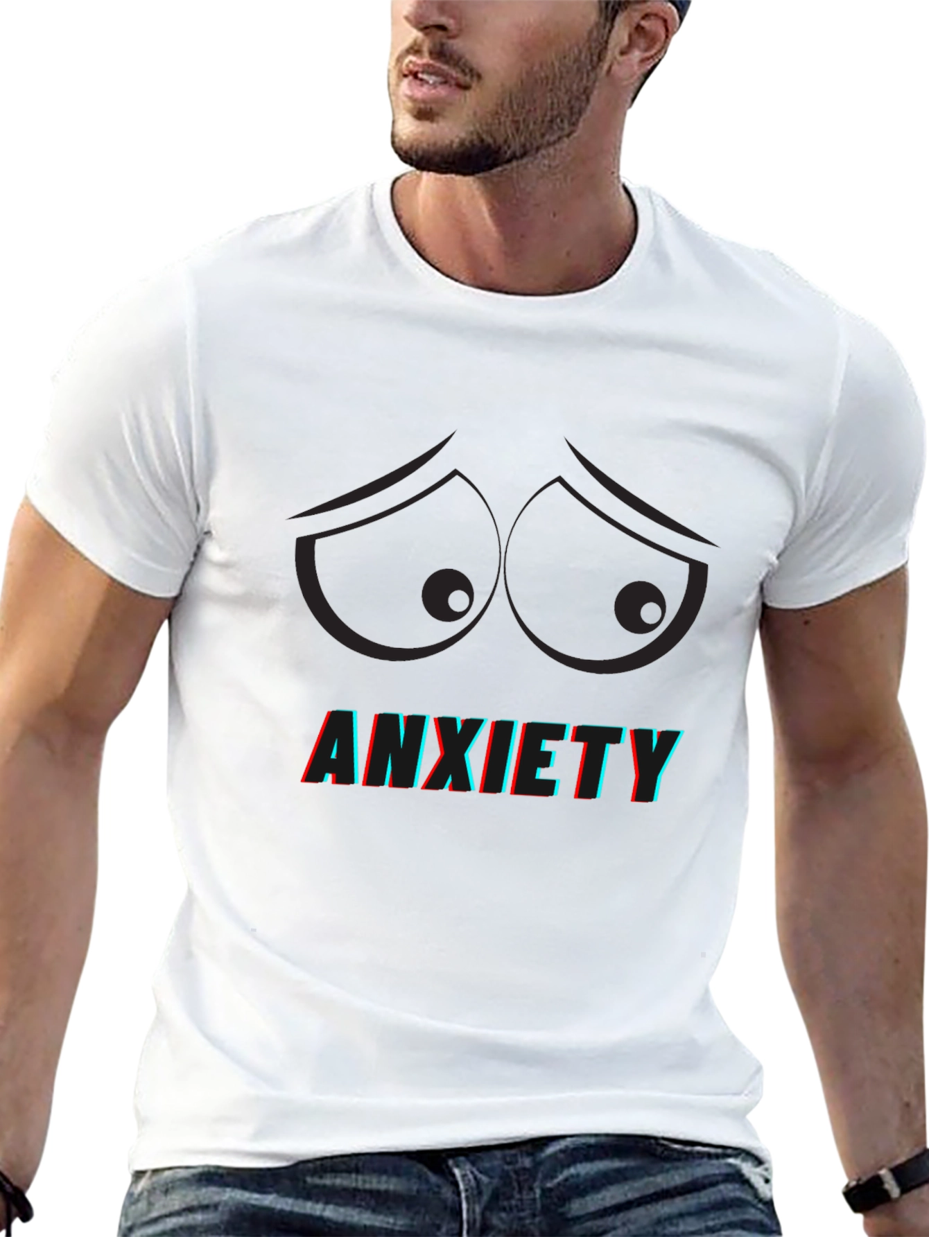 Anxiety Graphic Tee - Sad Eyes Black T-Shirt