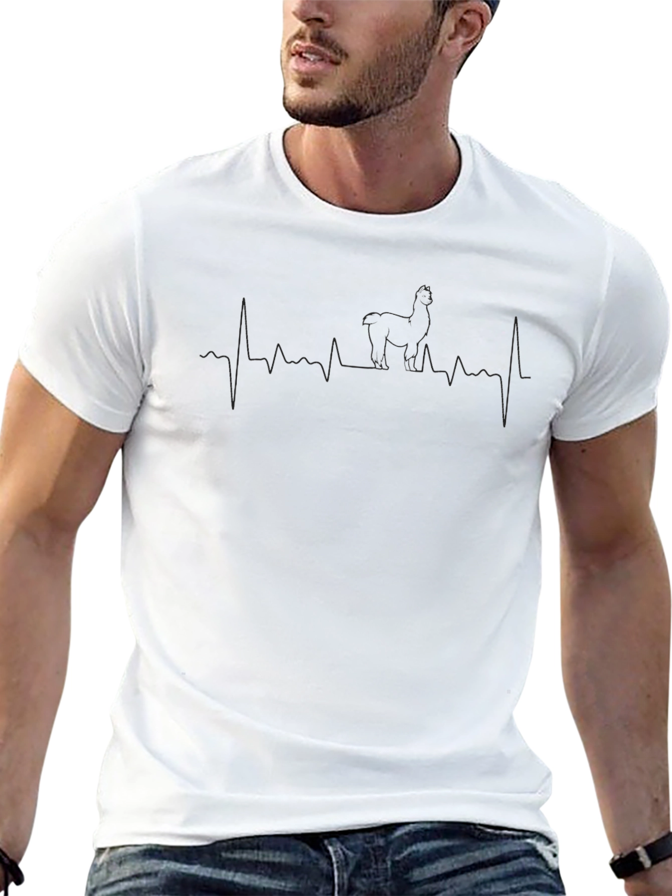 Alpaca Heartbeat T-Shirt - Mens Black Graphic Tee