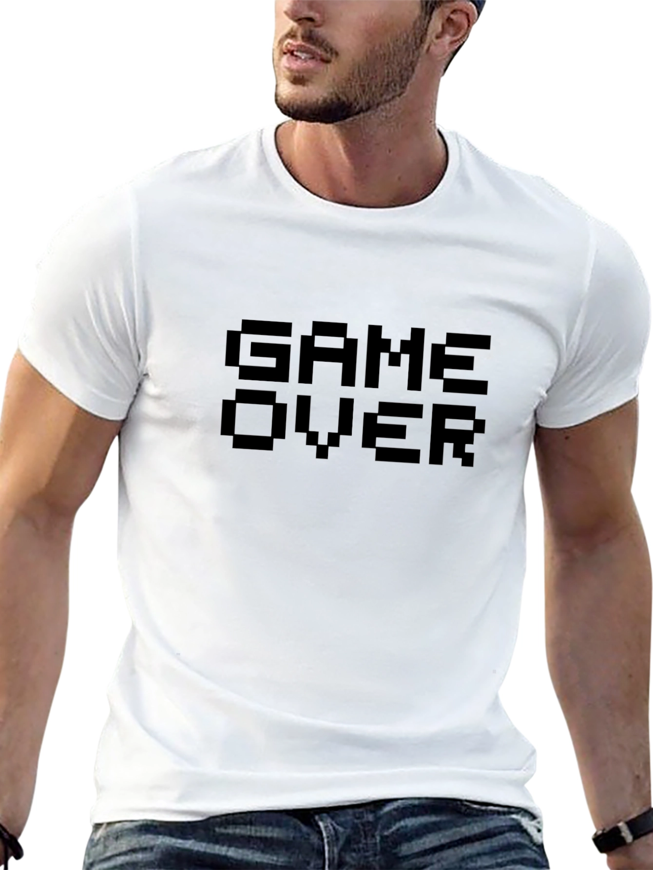 Game Over Pixel Art Graphic Black T-Shirt