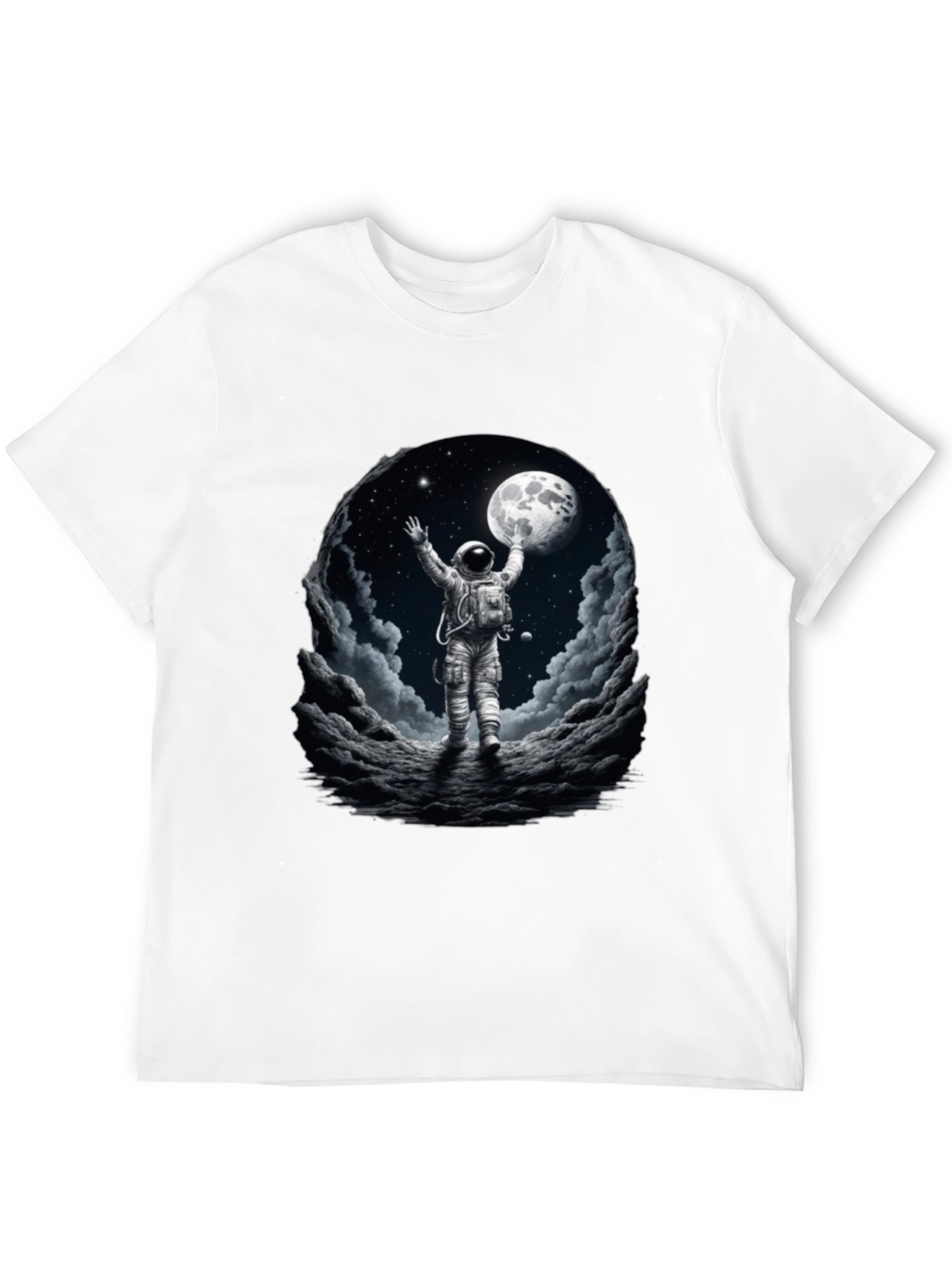Astronaut Moon Landing Graphic Tee - Black
