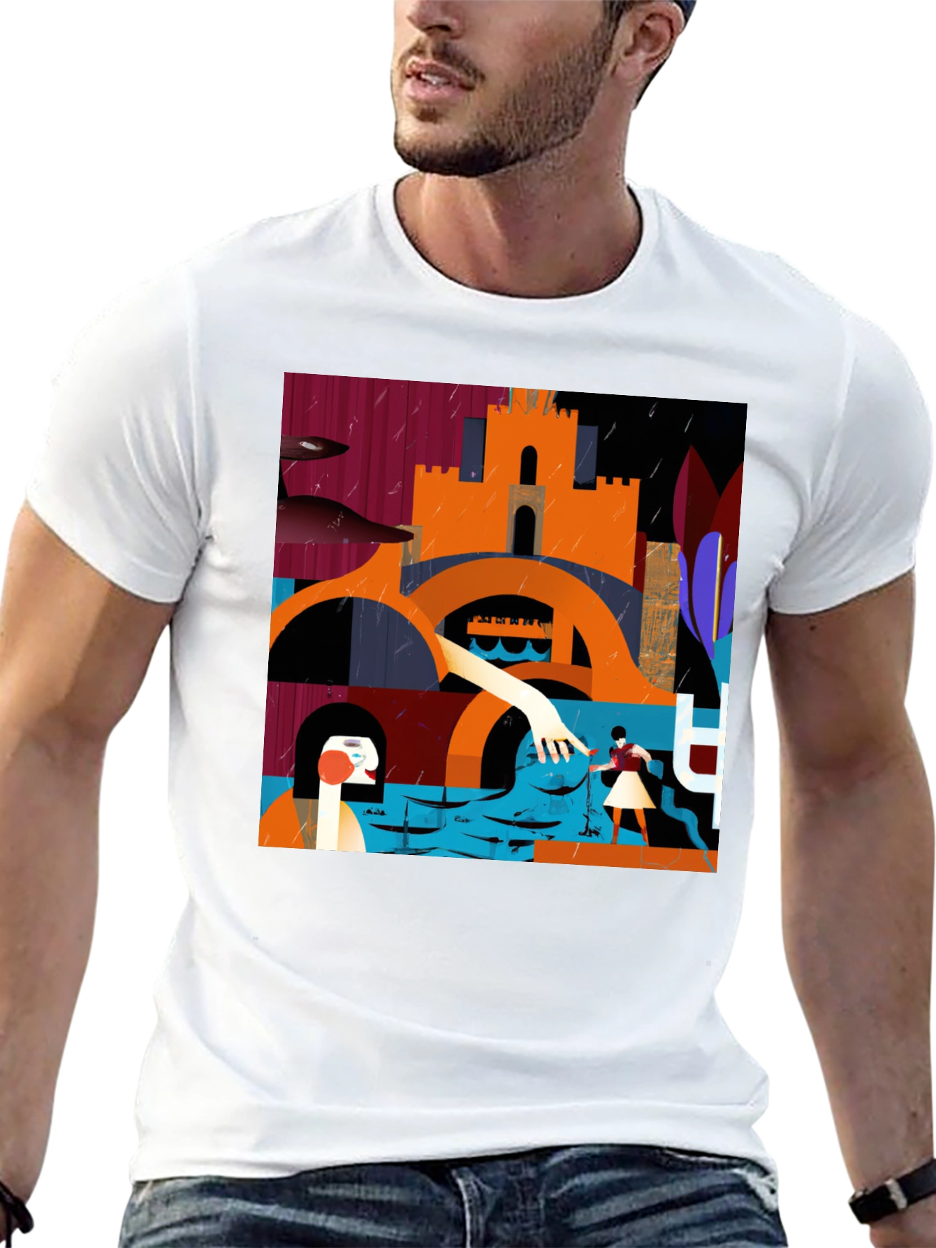 Abstract Art Graphic Print Crew Neck Tee