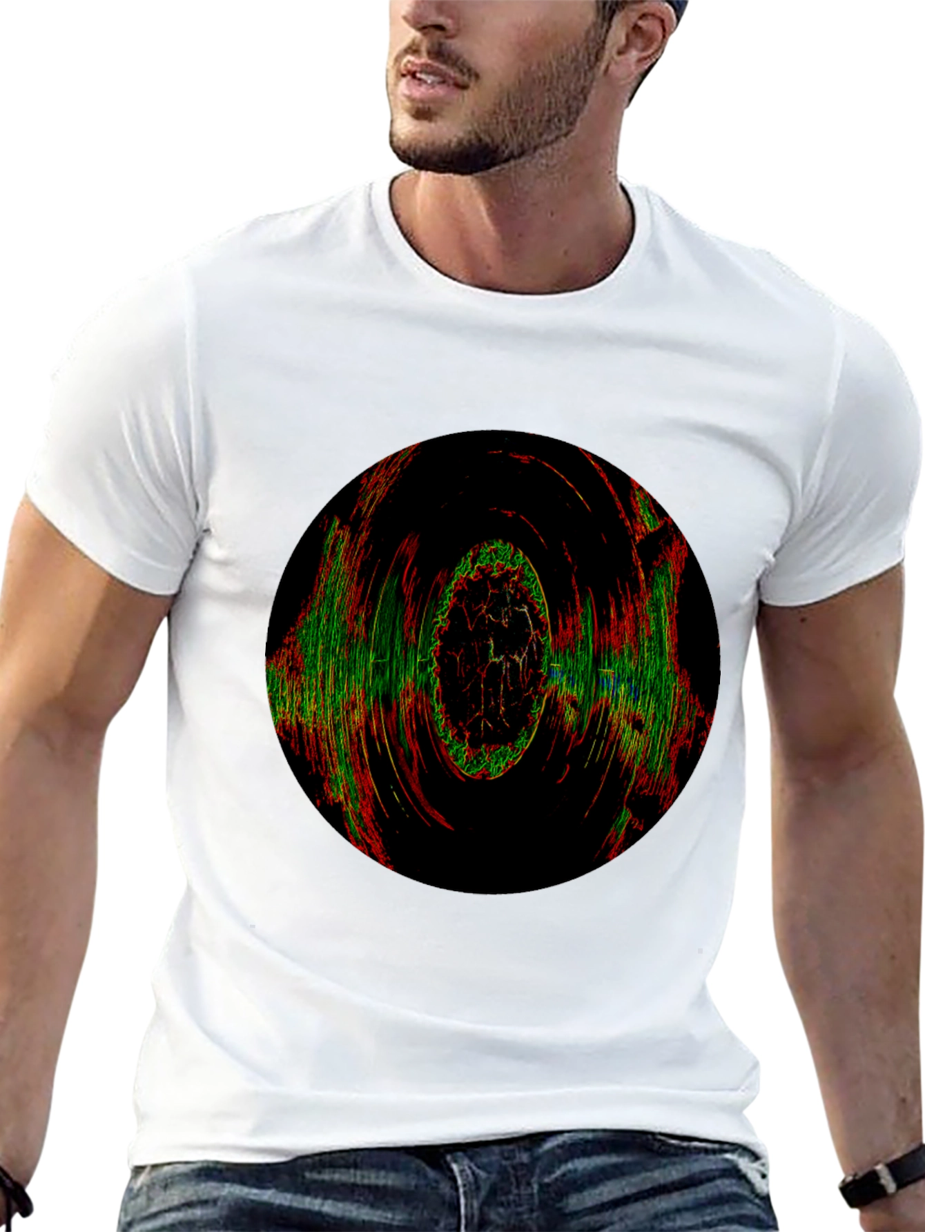 Abstract Circle Graphic Print Black T-Shirt