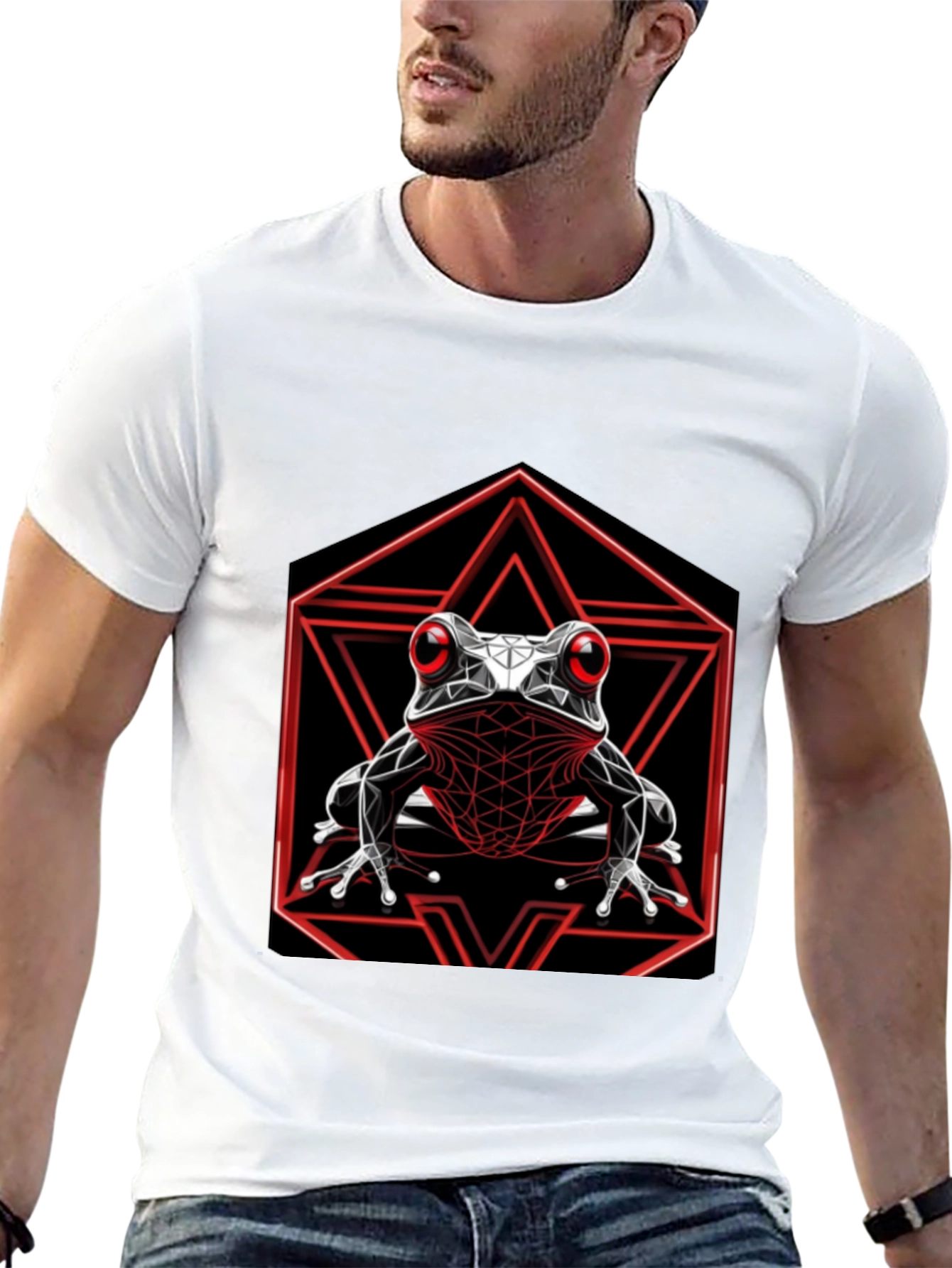 Geometric Frog Graphic T-Shirt - Black
