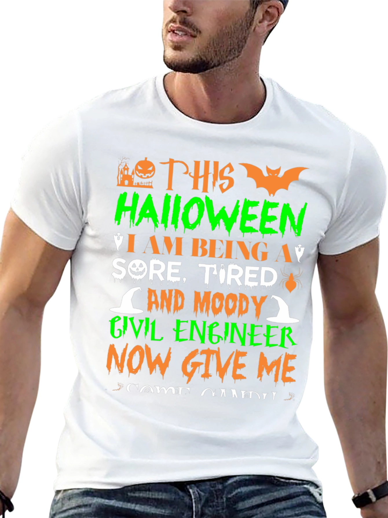 Halloween Civil Engineer T-Shirt: Sore Tired & Moody
