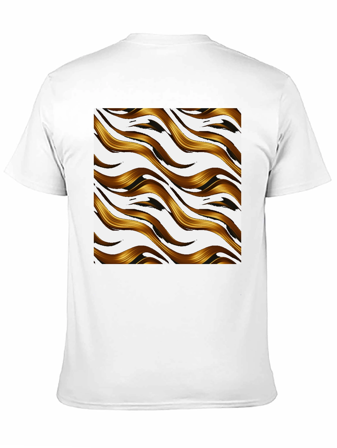Golden Waves Graphic Print Black T-Shirt
