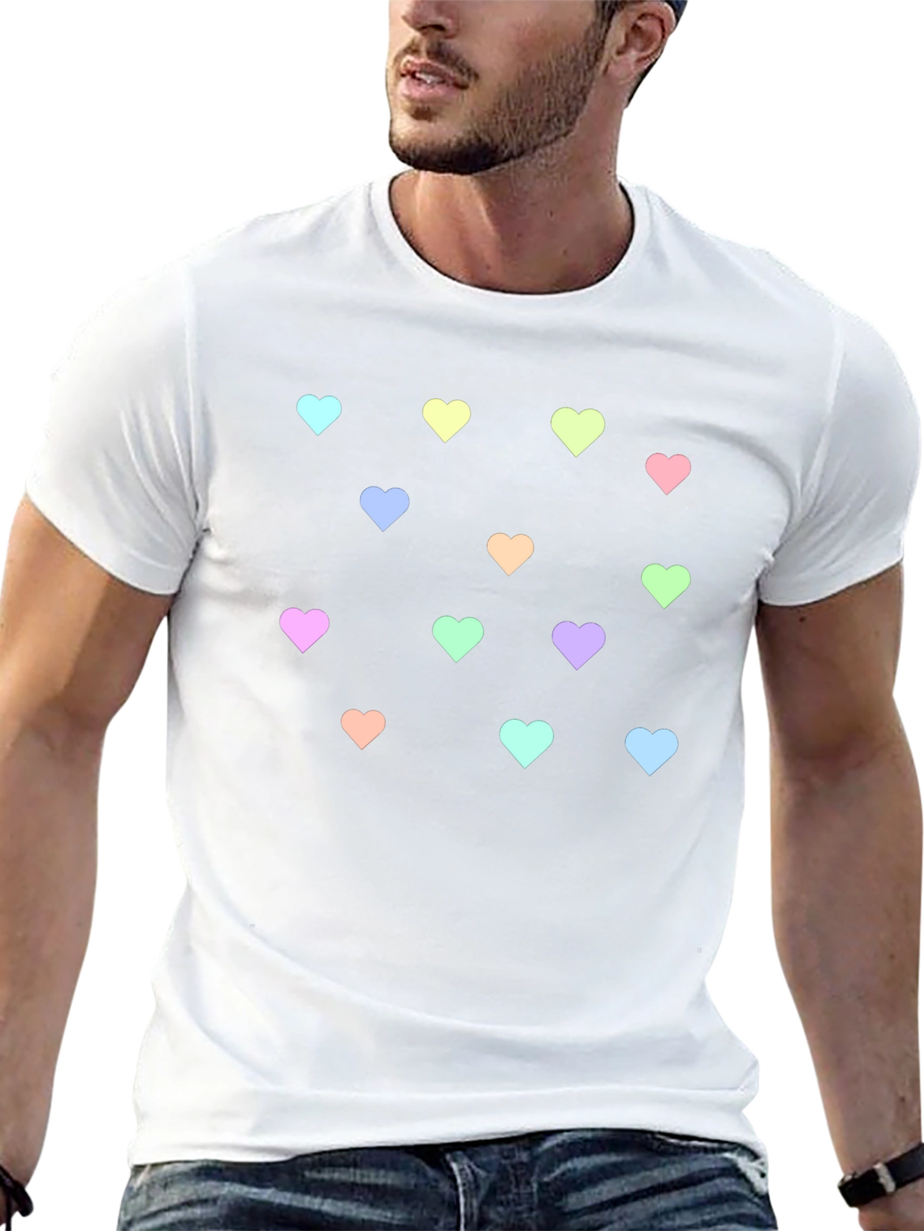 Heart Patterned Black T-Shirt