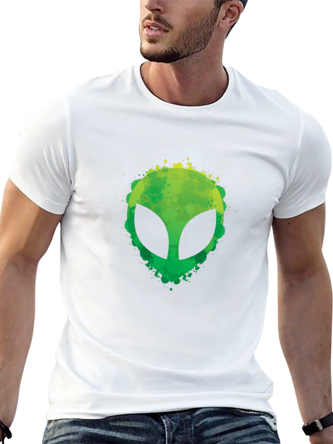 Alien Graphic Tee - Black Cotton T-Shirt