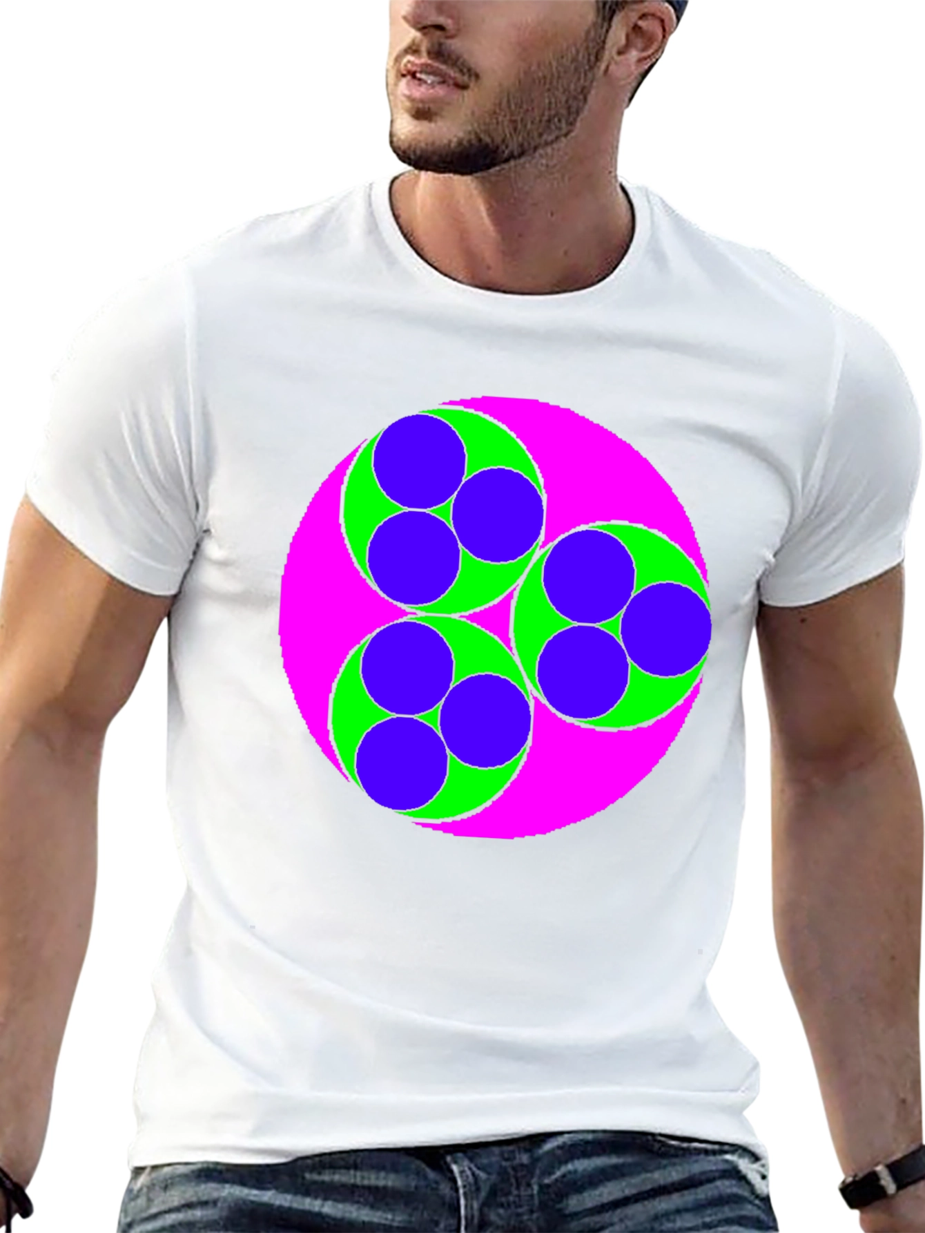 Geometric Circle Design Black T-Shirt