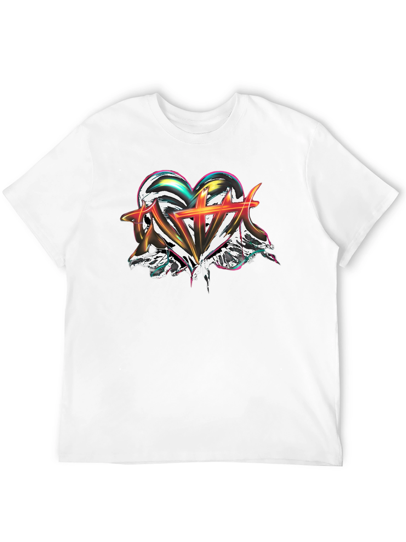 Abstract Heart Graphic Black T-Shirt