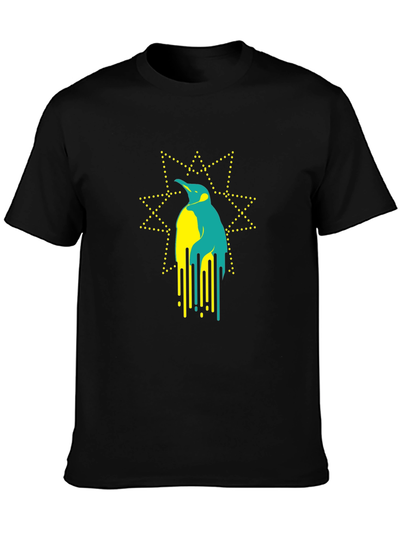 Geometric Penguin Graphic Tee - Stylish Black T-Shirt