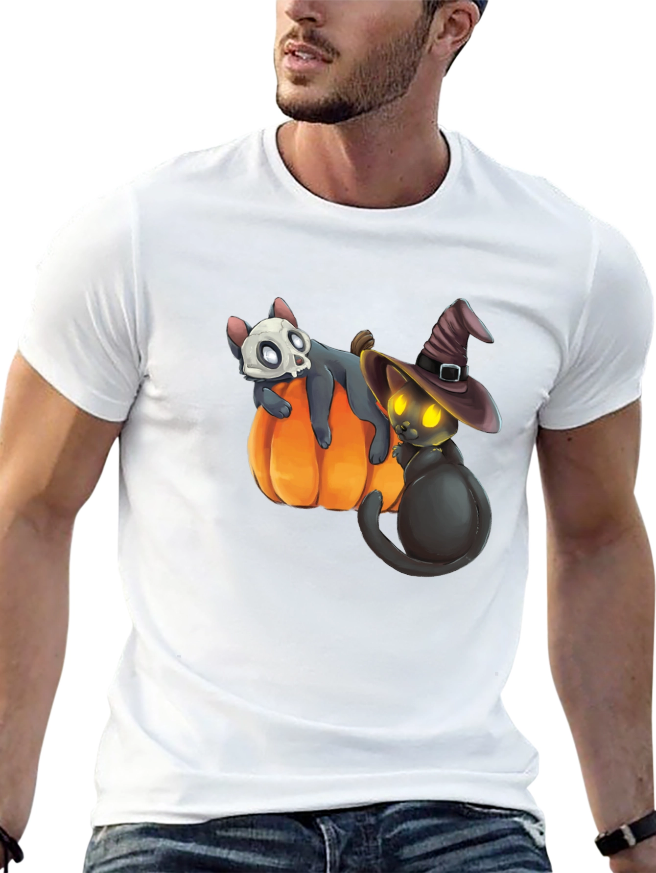 Halloween Cats on Pumpkin T-Shirt