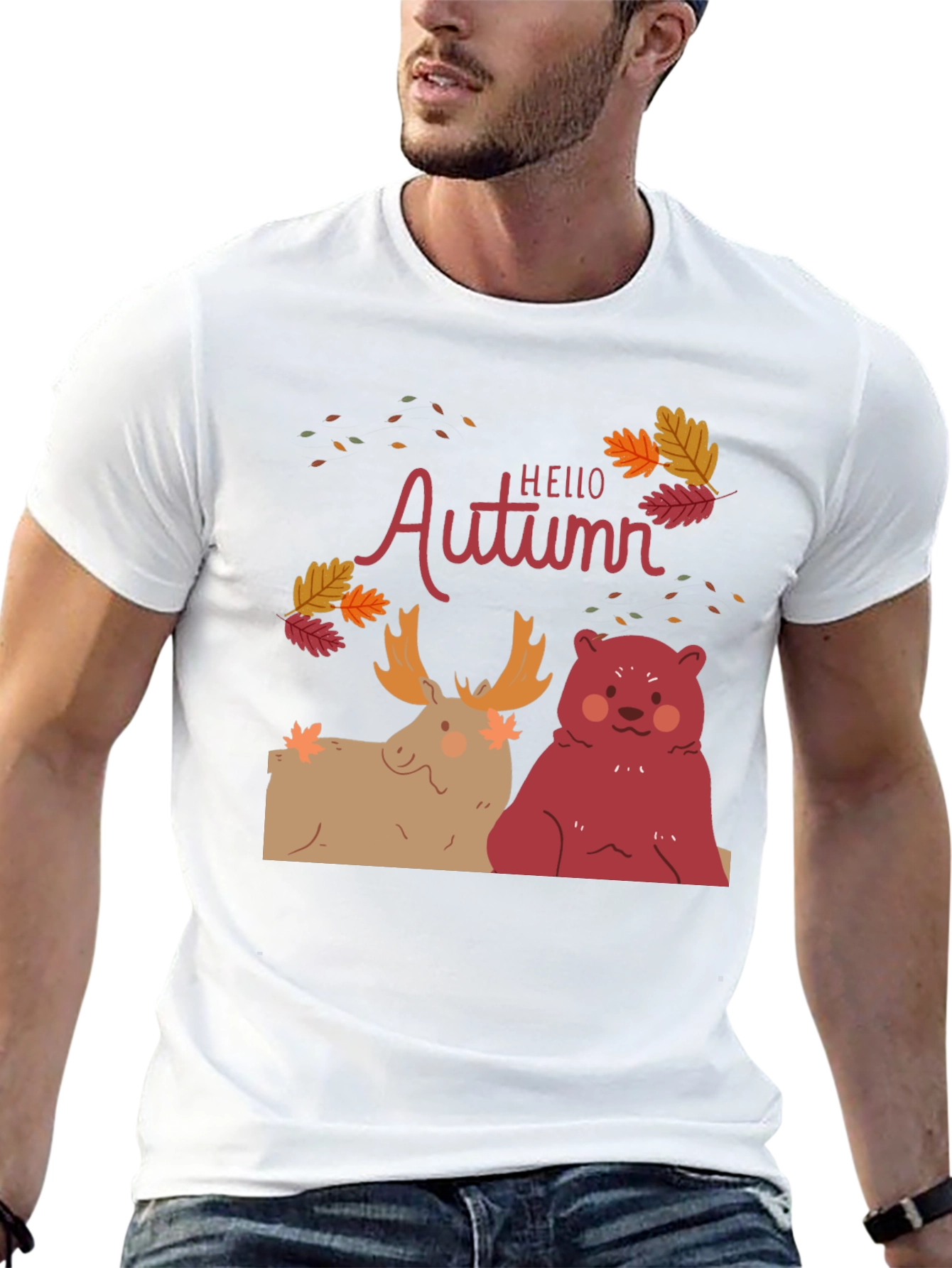 Hello Autumn T-Shirt - Moose and Bear Design