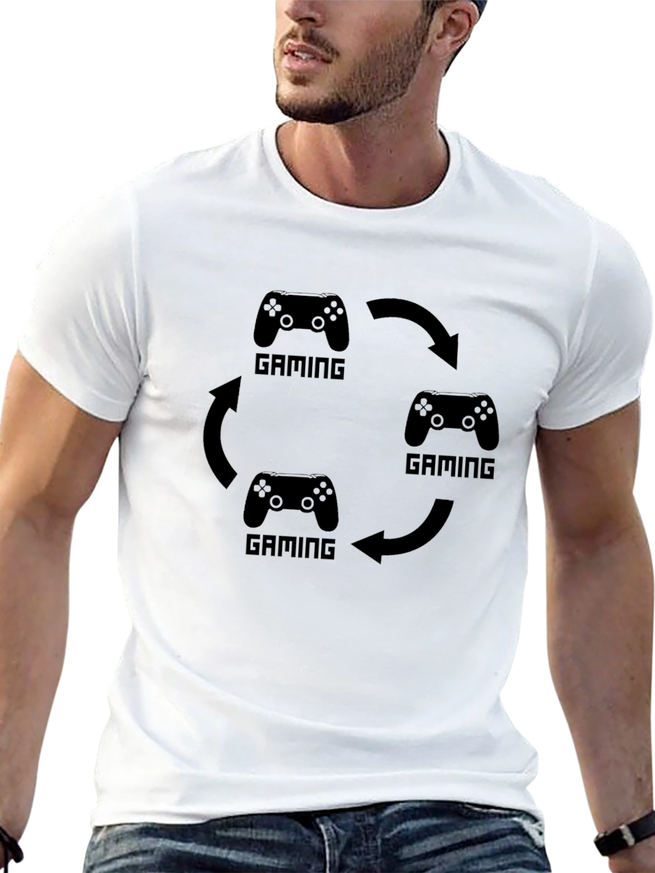 Gaming Cycle Black T-Shirt - Gamer Gift