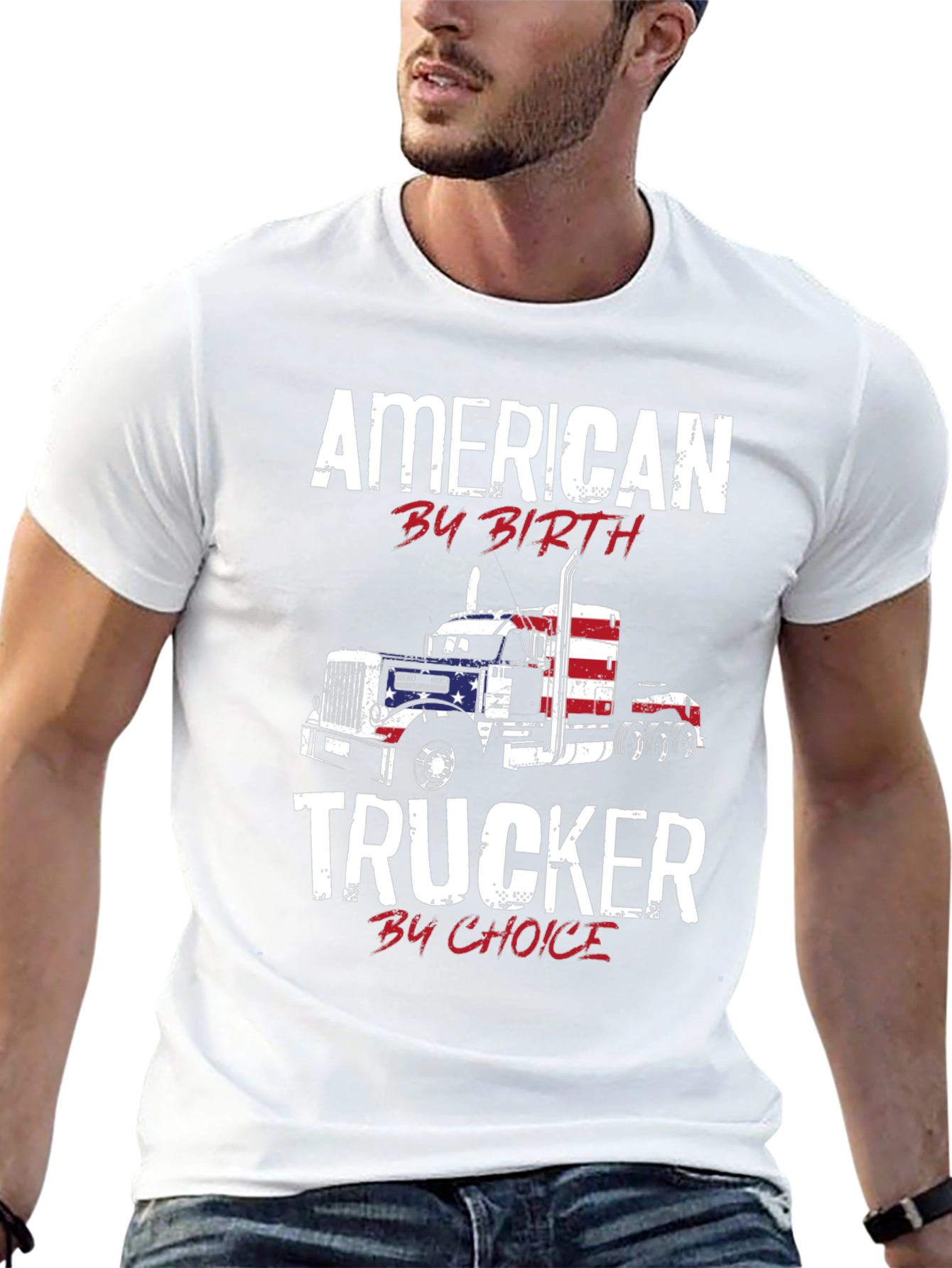 American Trucker T-Shirt - Patriotic Design