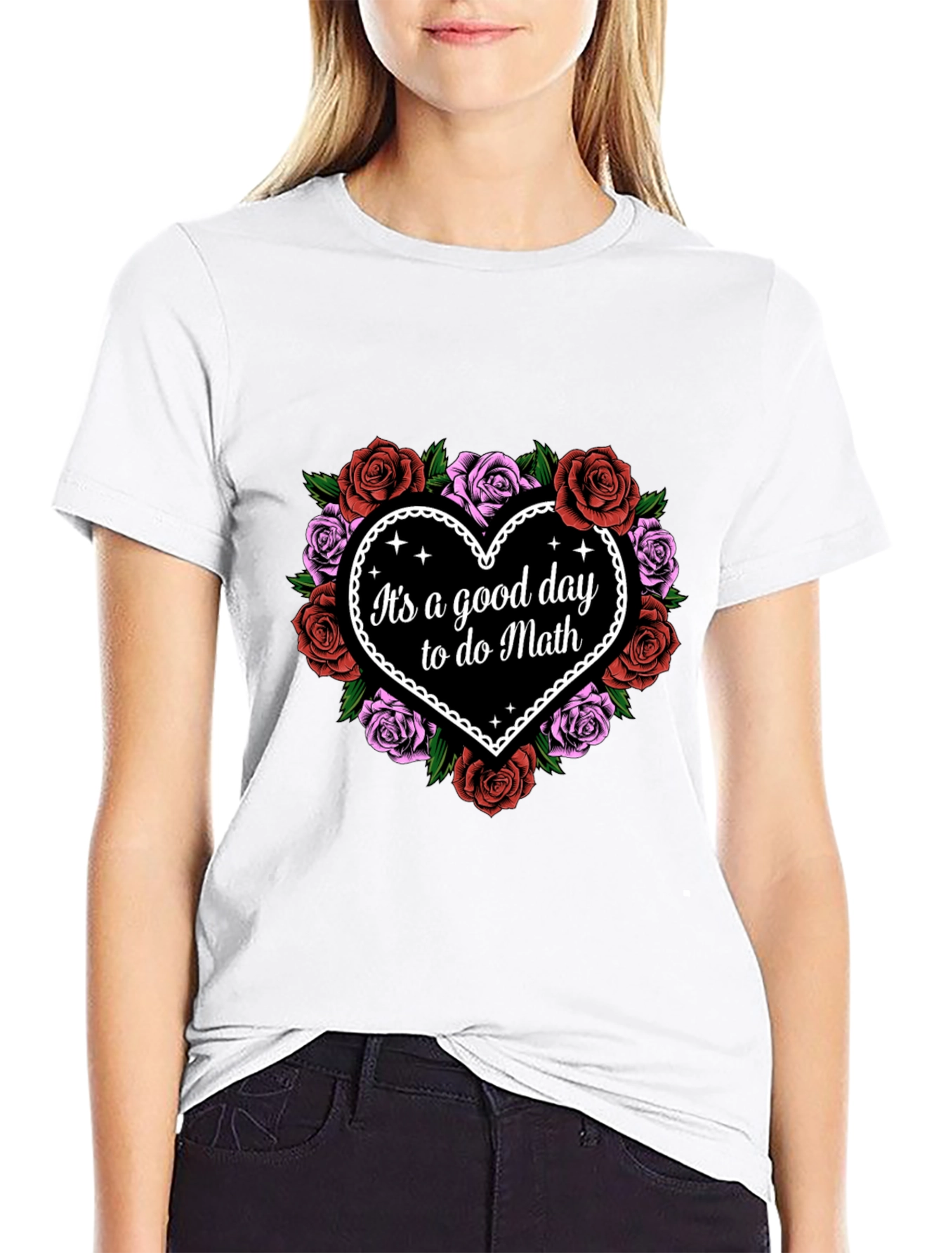 Good Day to Do Math Floral Heart T-Shirt