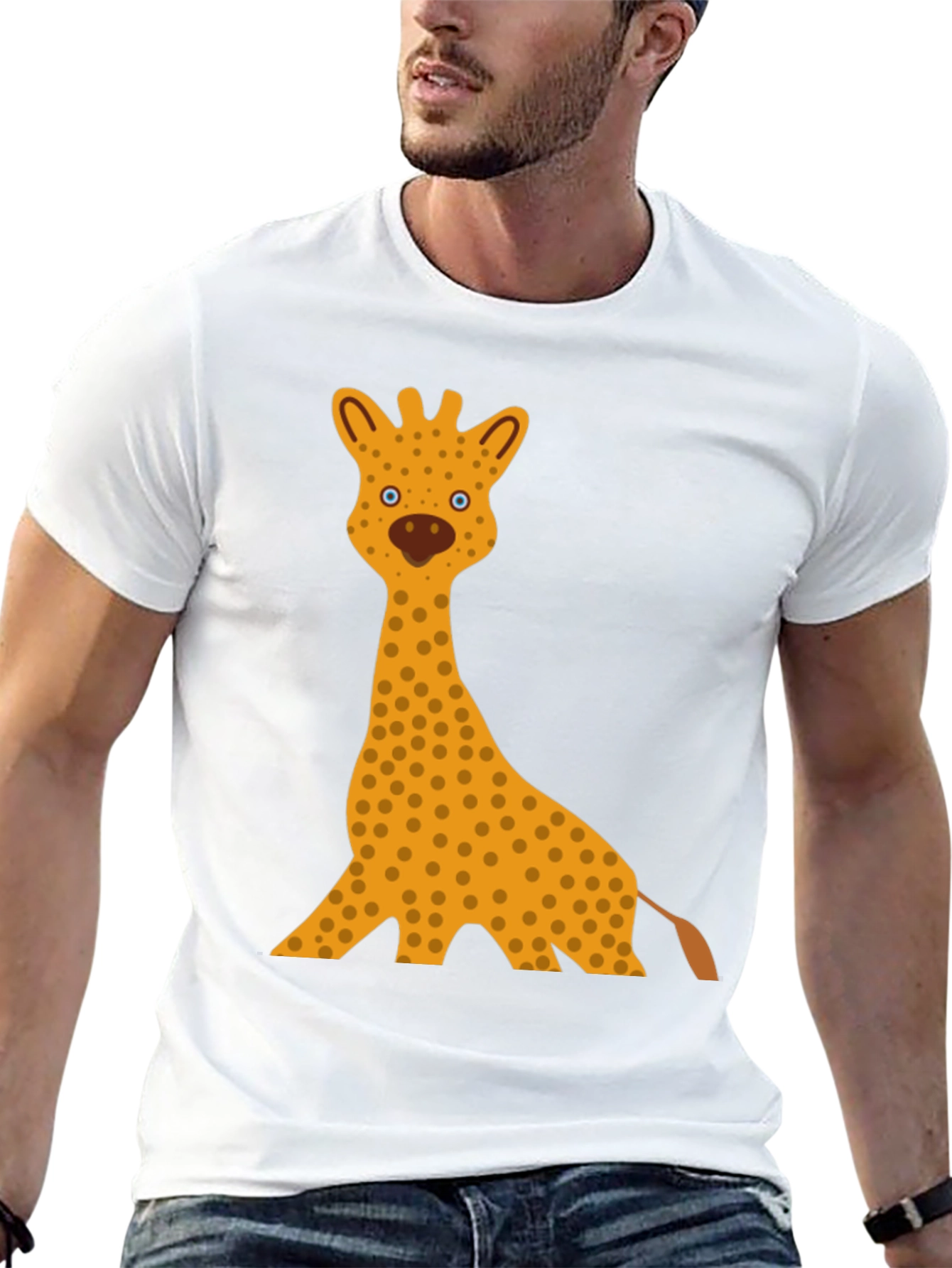 Giraffe Graphic Tee - Black Cotton T-Shirt