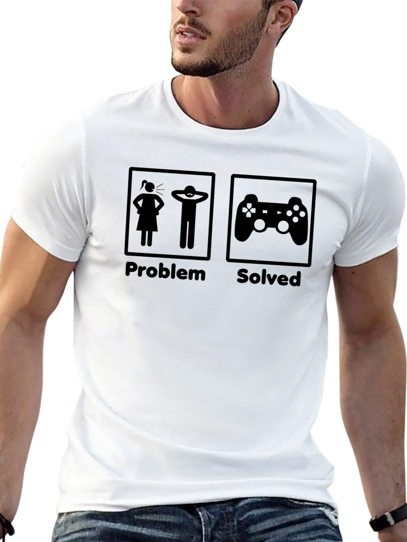 Gamer Problem Solved Graphic Tee - Funny Gaming T-Shirt