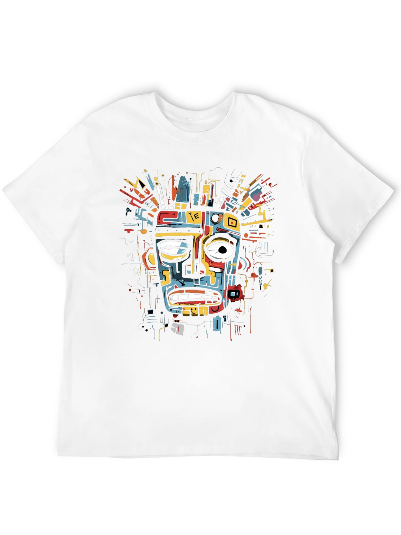 Abstract Art Face Print Black T-Shirt
