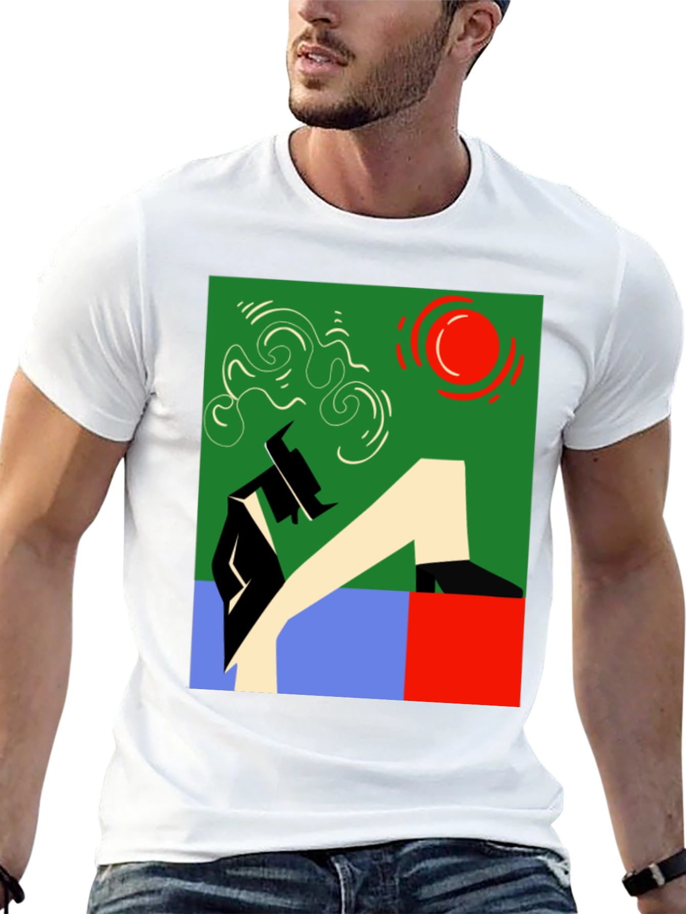 Abstract Graphic Print Black Cotton T-Shirt