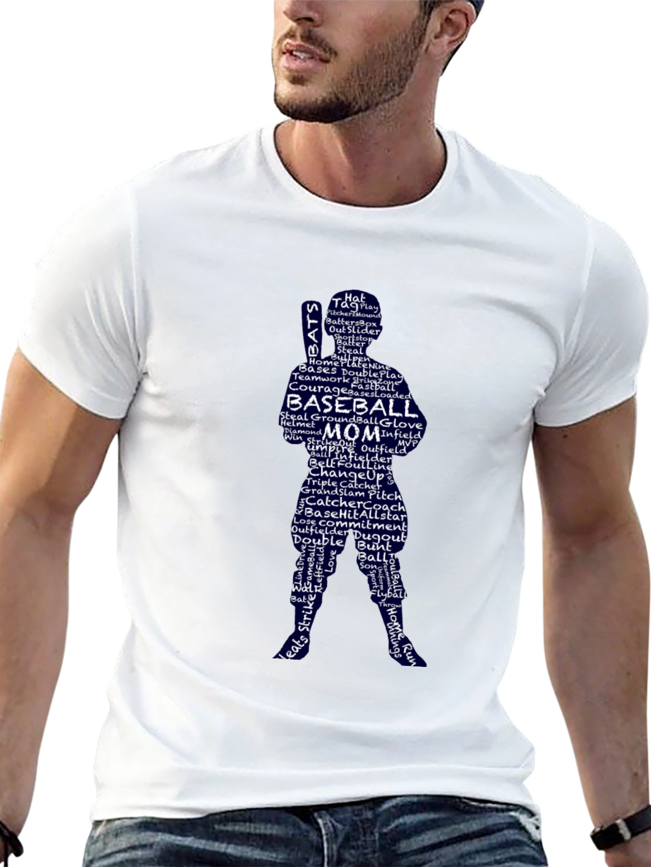 Baseball Mom Word Art T-Shirt - Pitcher Silhouette