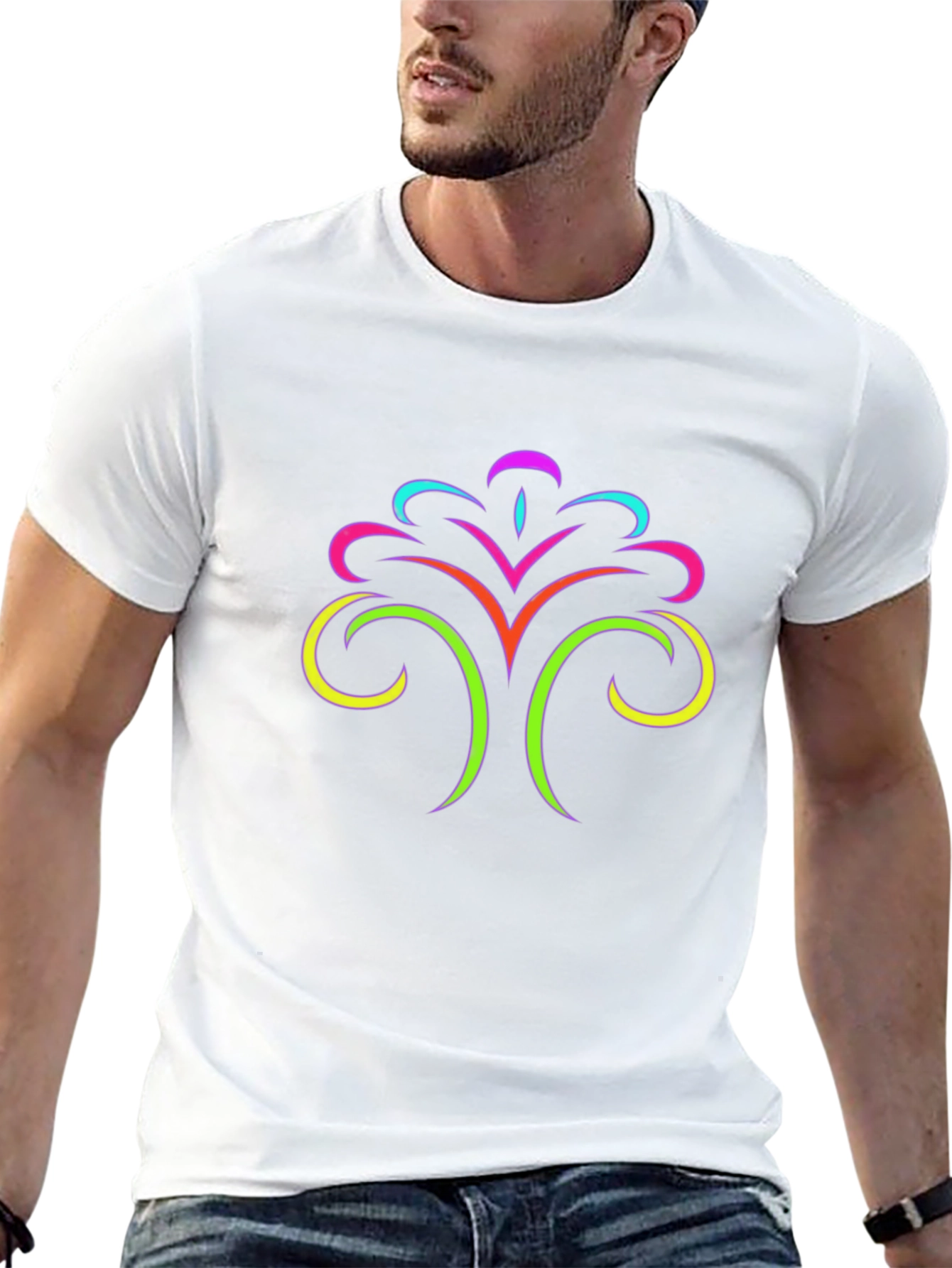 Abstract Swirl Design Black T-Shirt