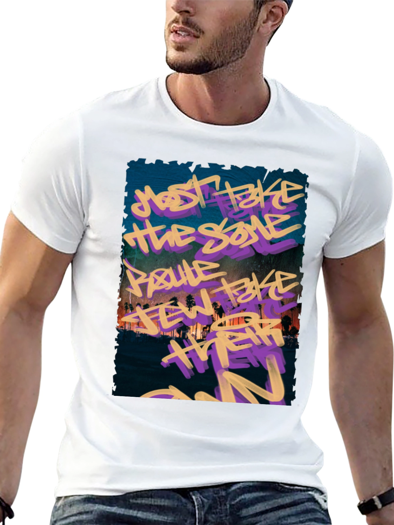 Graffiti Graphic Black Crew Neck T-Shirt