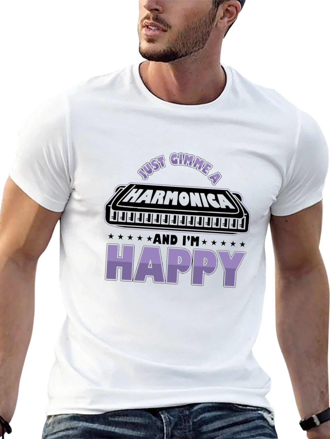 Harmonica Lover Graphic Tee - Music Gift