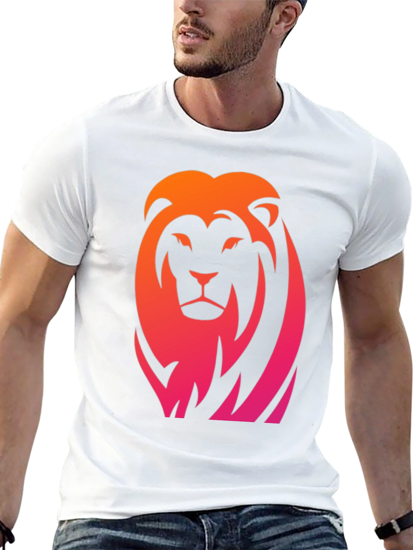 Gradient Lion Graphic Black Tee