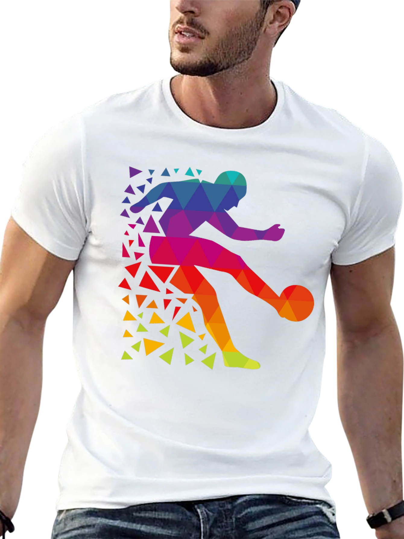 Geometric Soccer Player T-Shirt - Stylish Graphic Tee