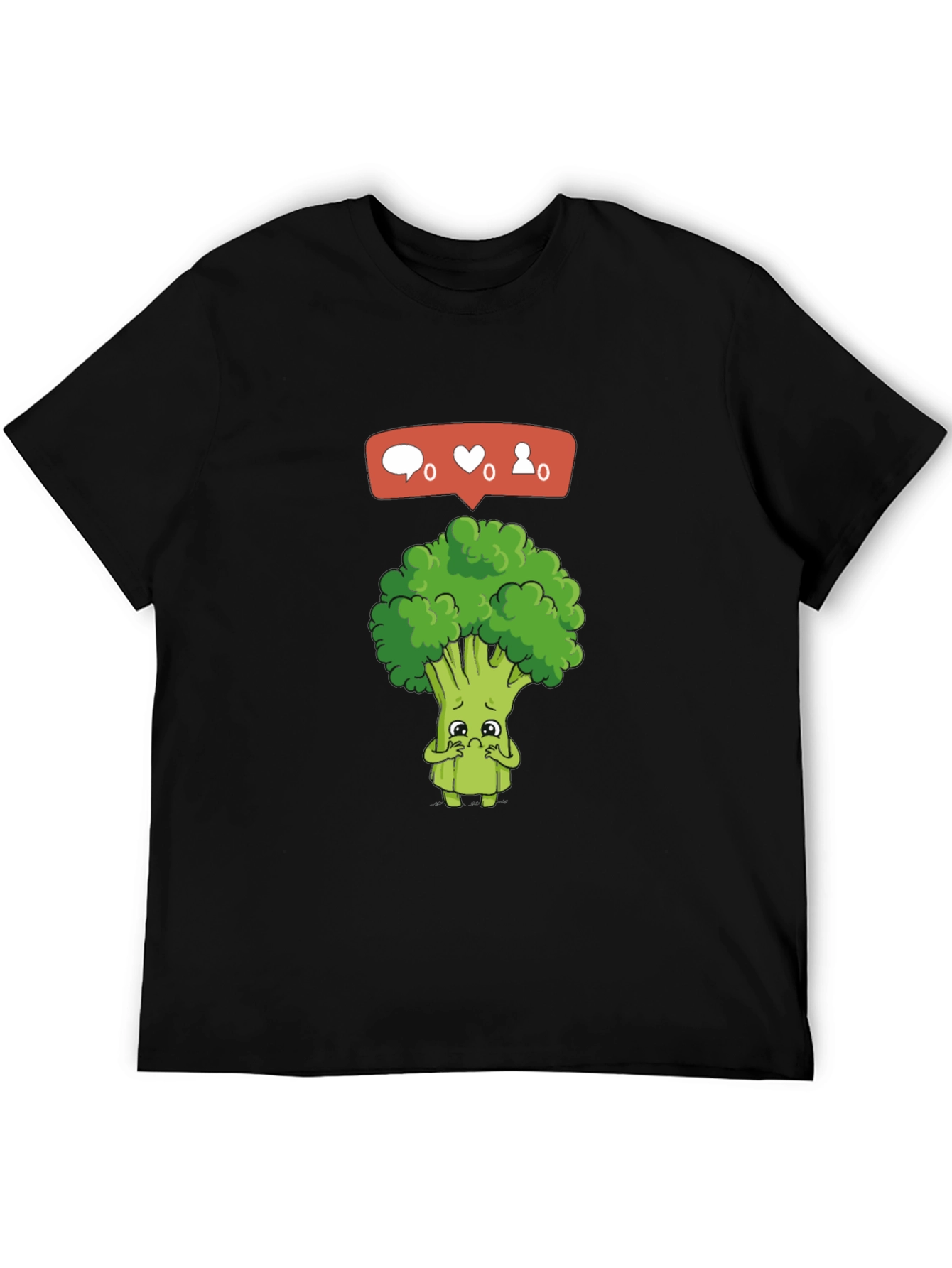 Sad Broccoli Graphic T-Shirt - Black