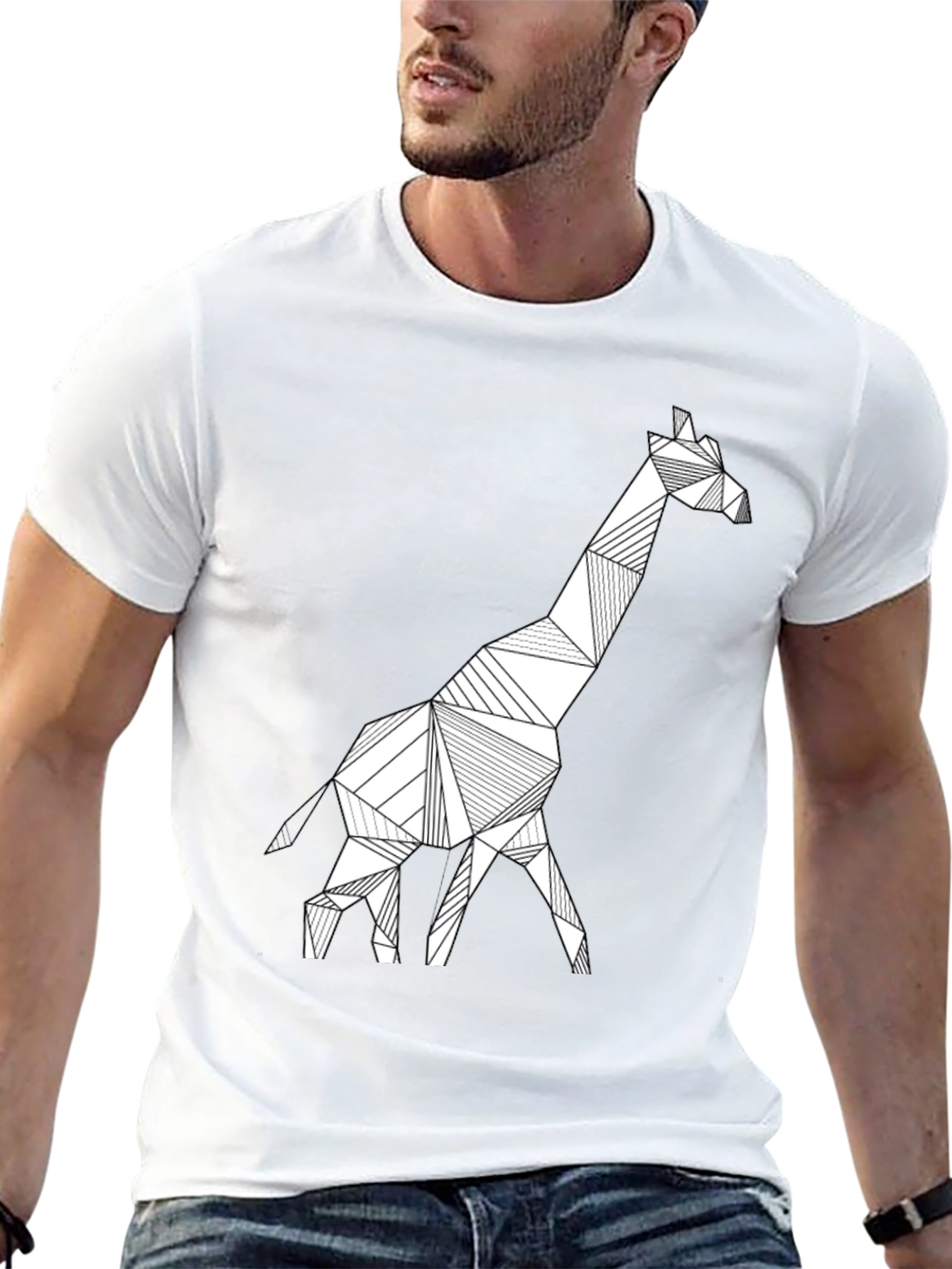 Geometric Giraffe Tee - Modern Style